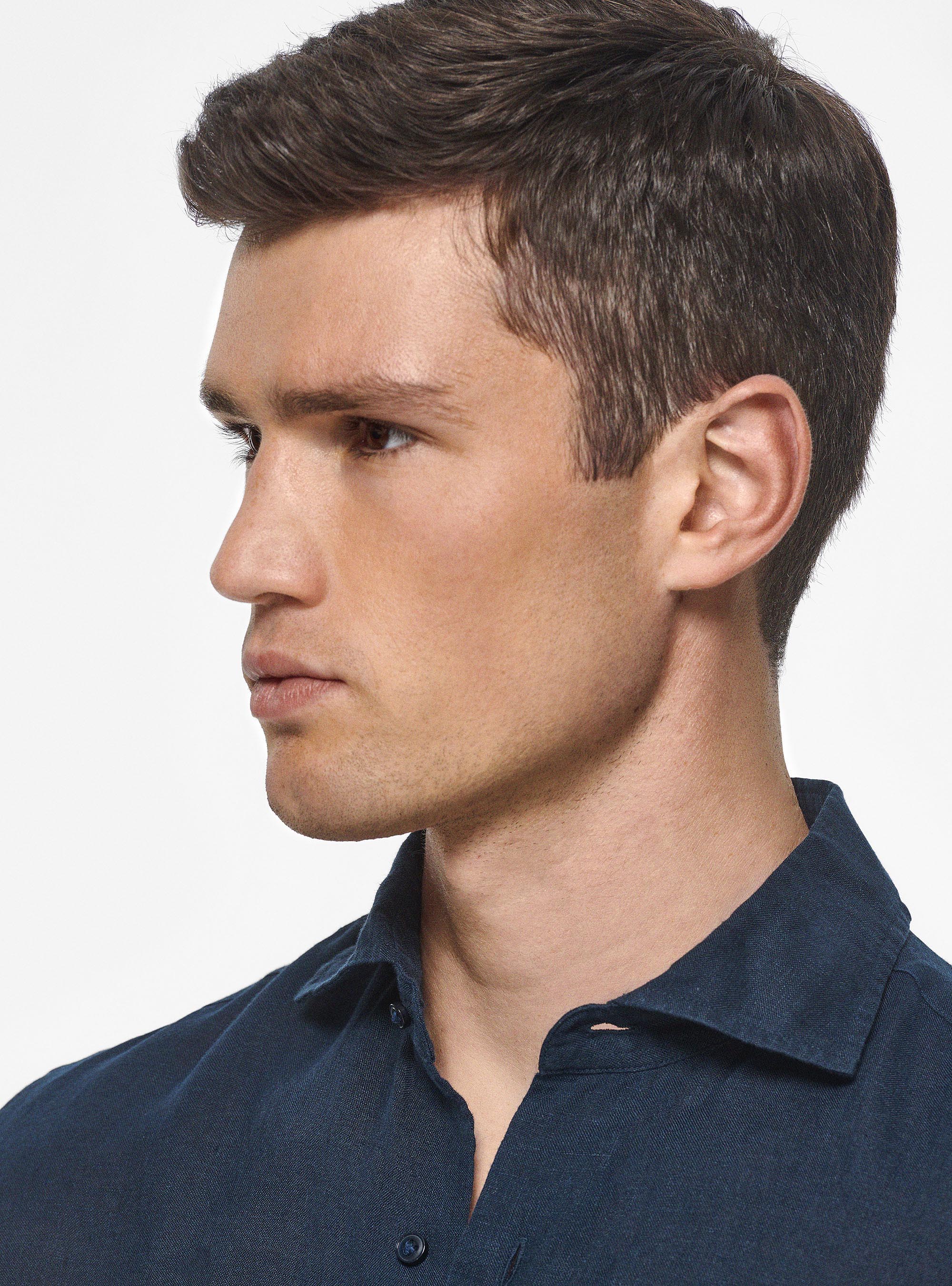 Pure linen shirt, NAVY BLUE