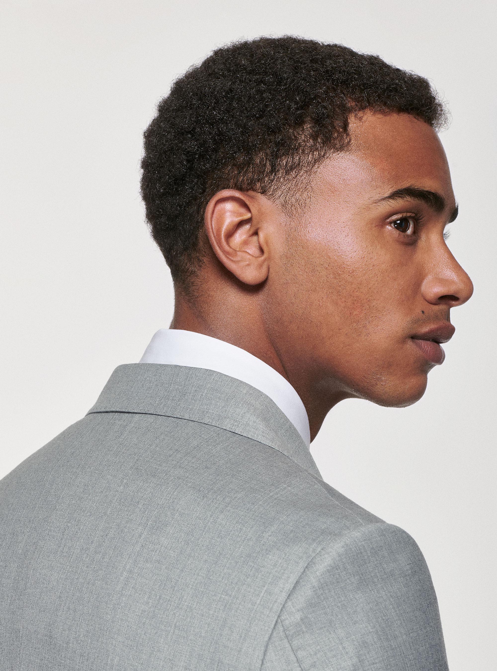 Giacca doppiopetto in pura lana, GRIGIO CHIARO MELANGE