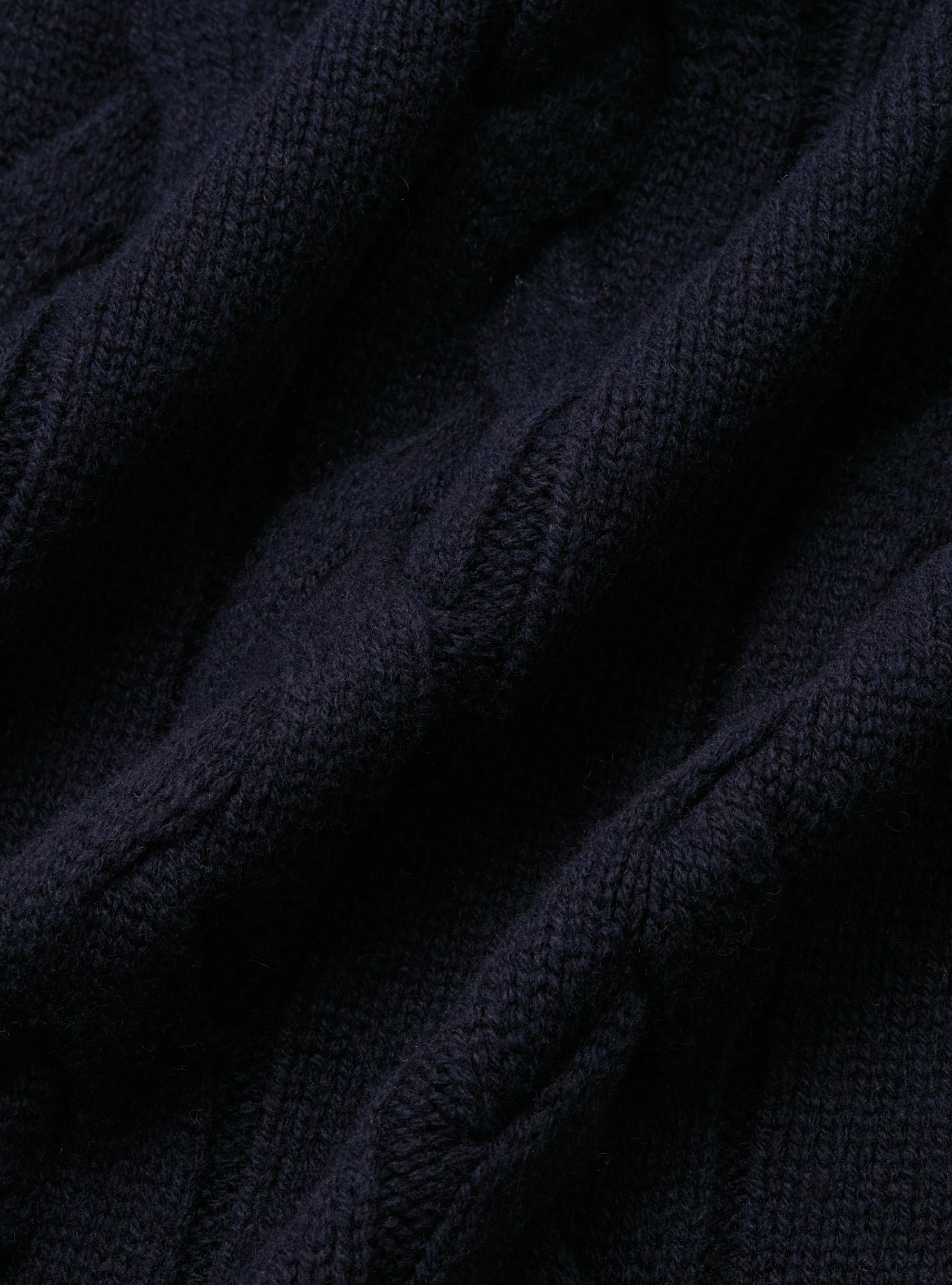Maglia con zip e treccia in lana cashmere, BLU NAVY