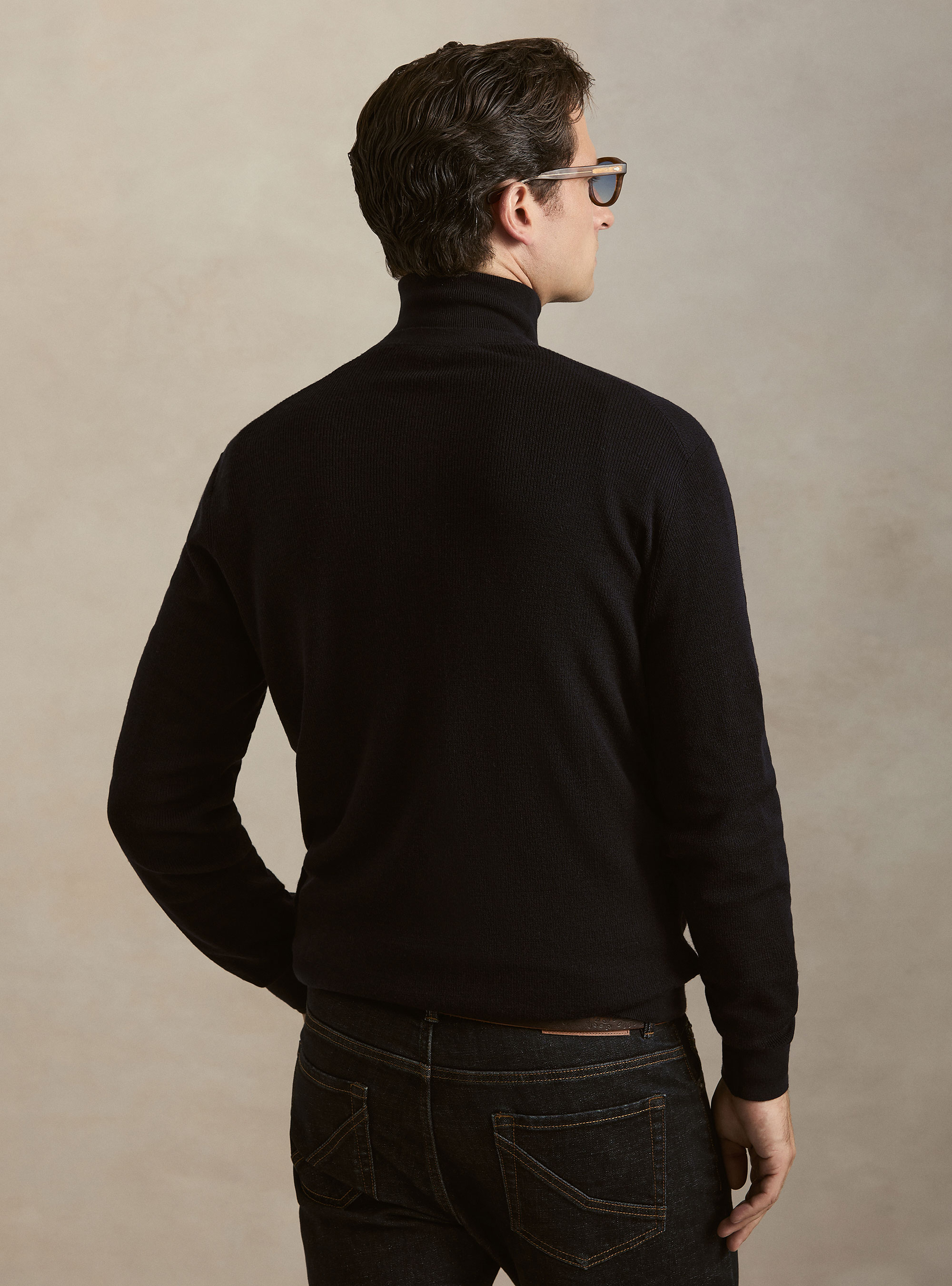 Ribbed wool Henley shirt, NAVY BLUE