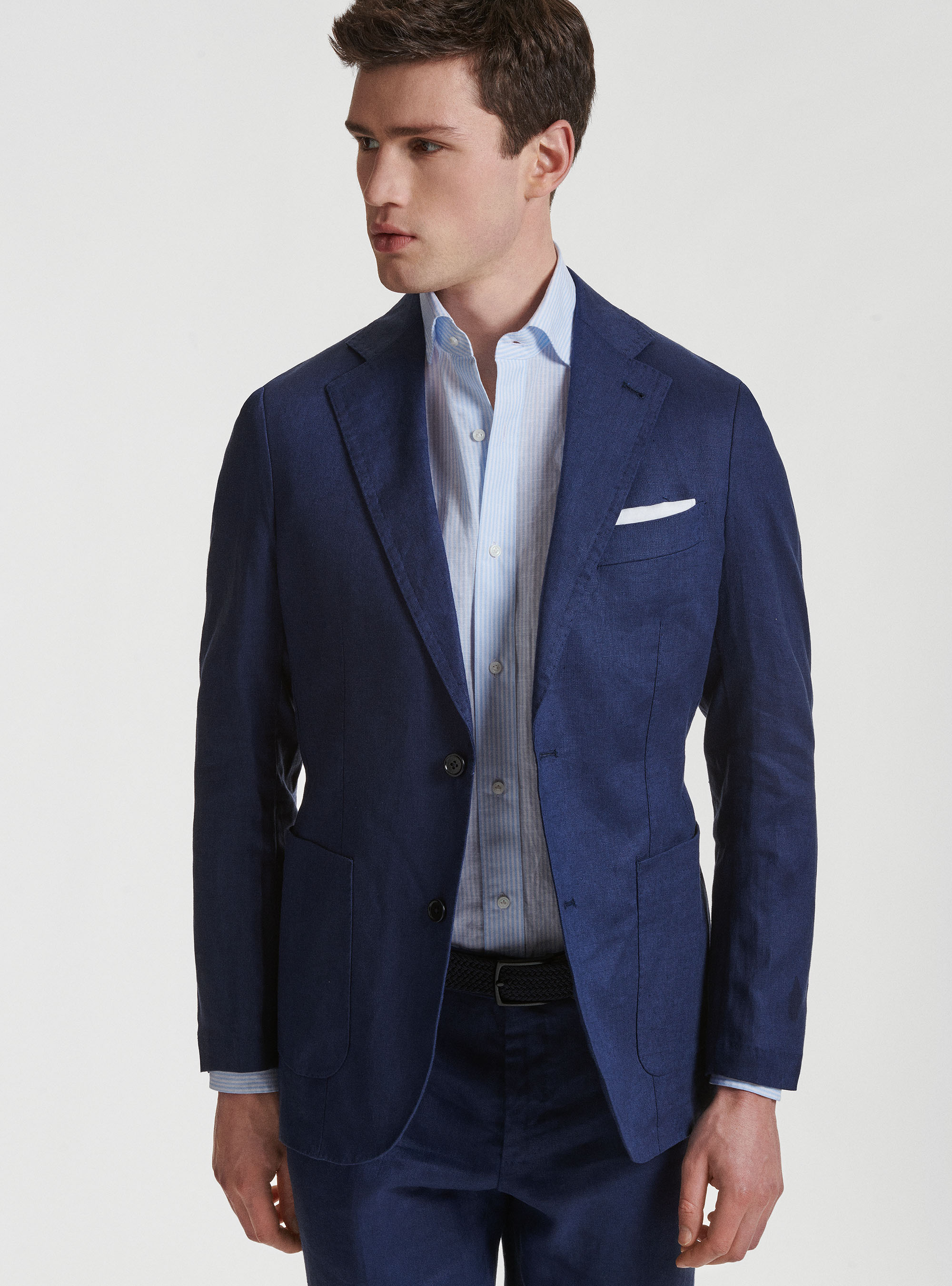 Gutteridge - Giacca per abito in puro lino, Unisex, Blu, Taglia: 48