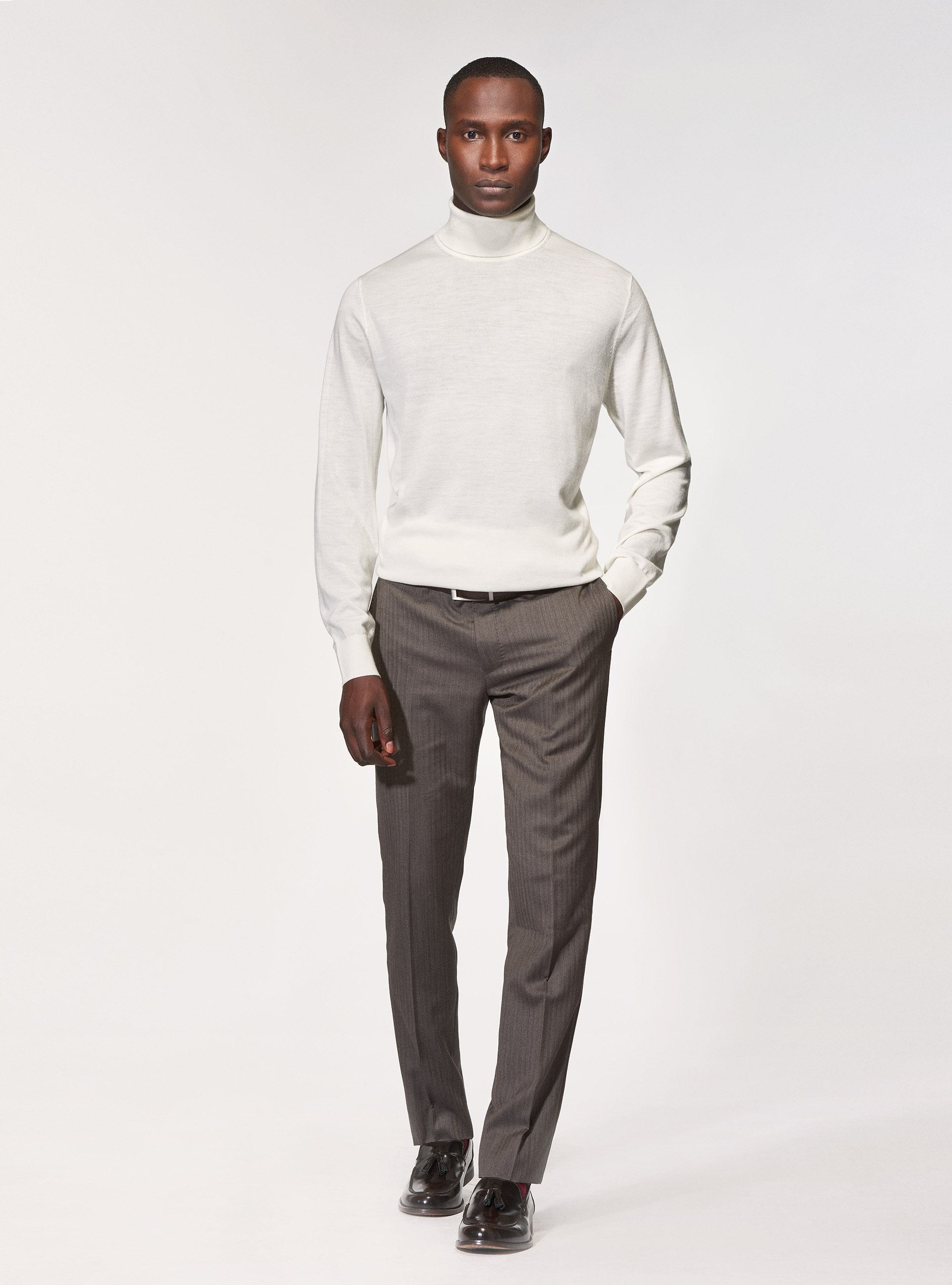 Dolcevita in pura lana merino extrafine, BIANCO