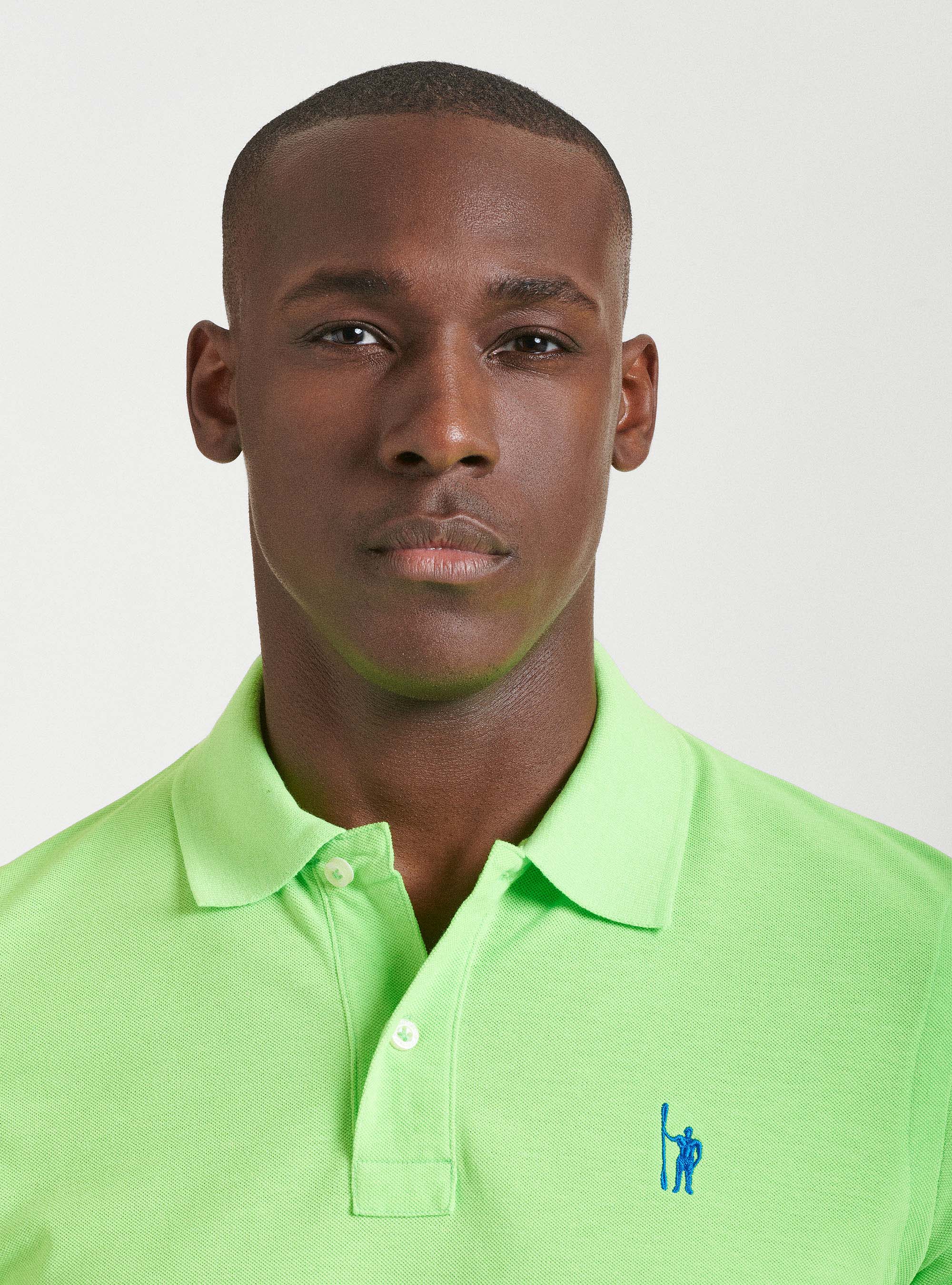 Polo fluorescente in piquet con ricamo, LIME 0658C