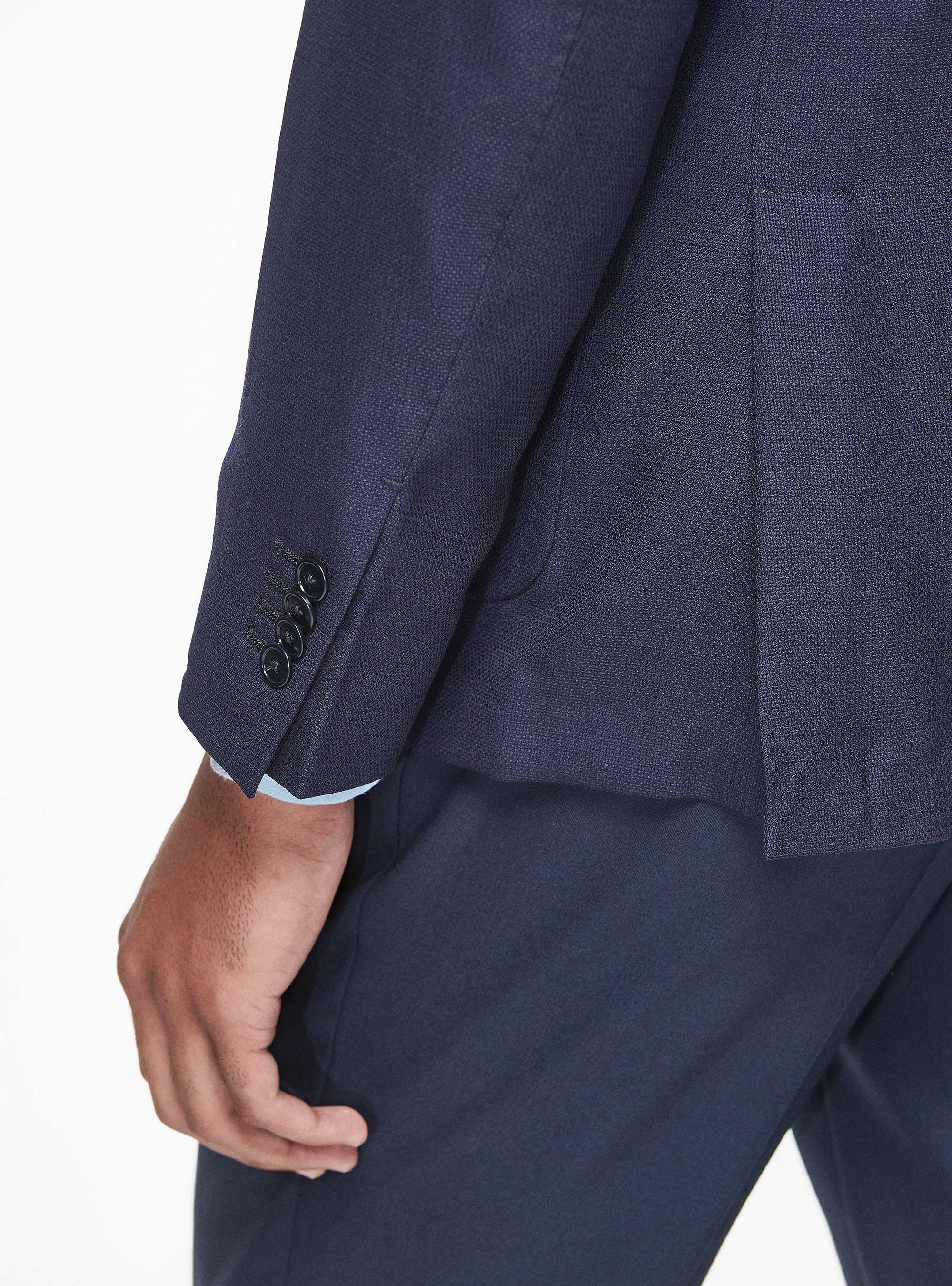 Micro-textured wool blazer, NAVY BLUE