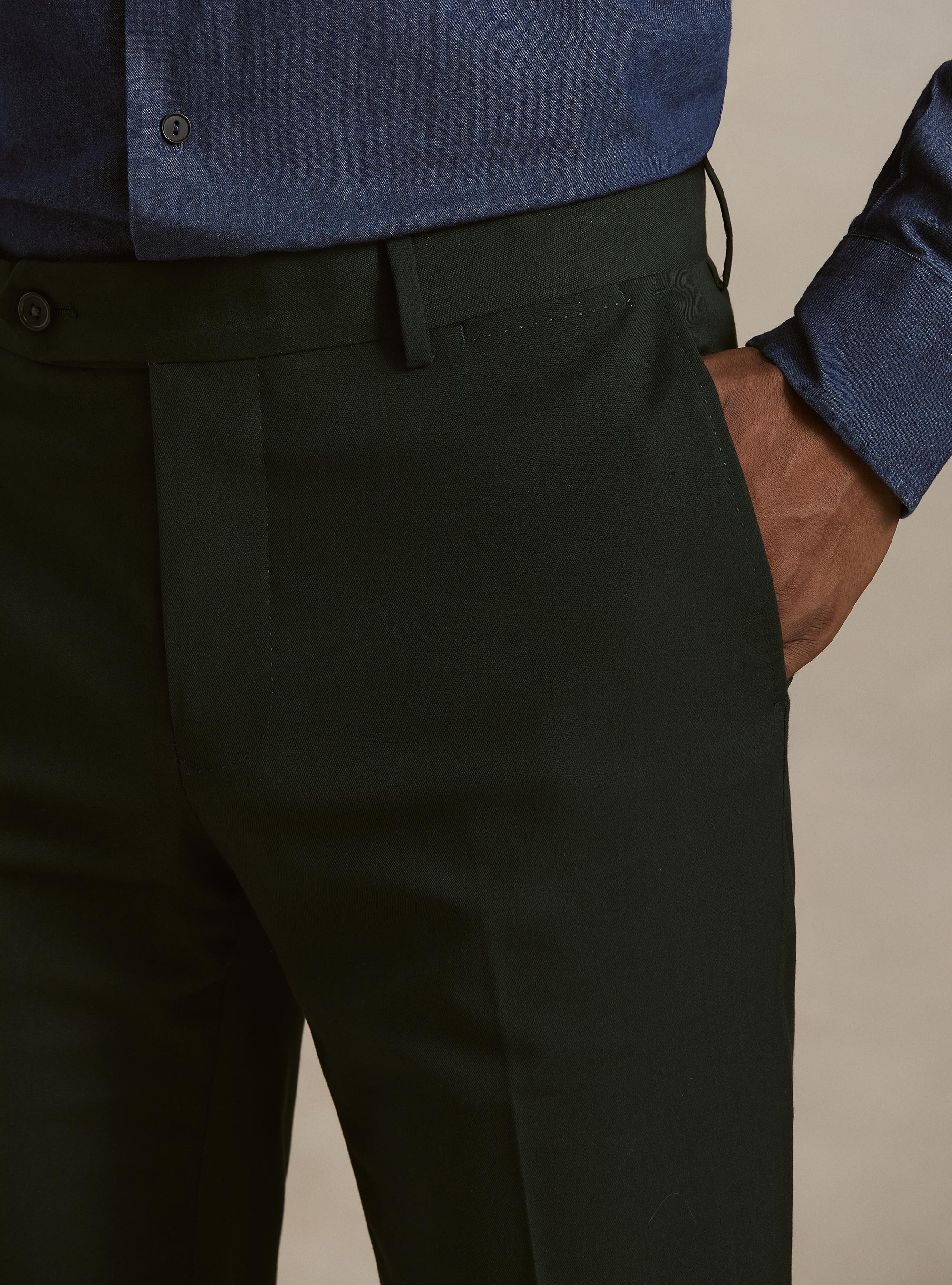 Pantalones de traje cl&aacute;sicos slim fit, VERDE