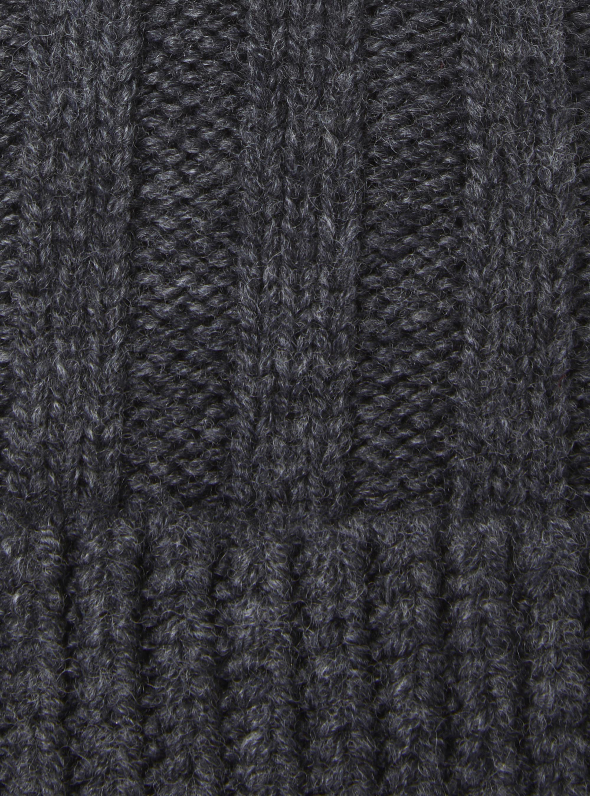 Berretto in lana lambswool e cashmere a costa inglese, ASFALTO