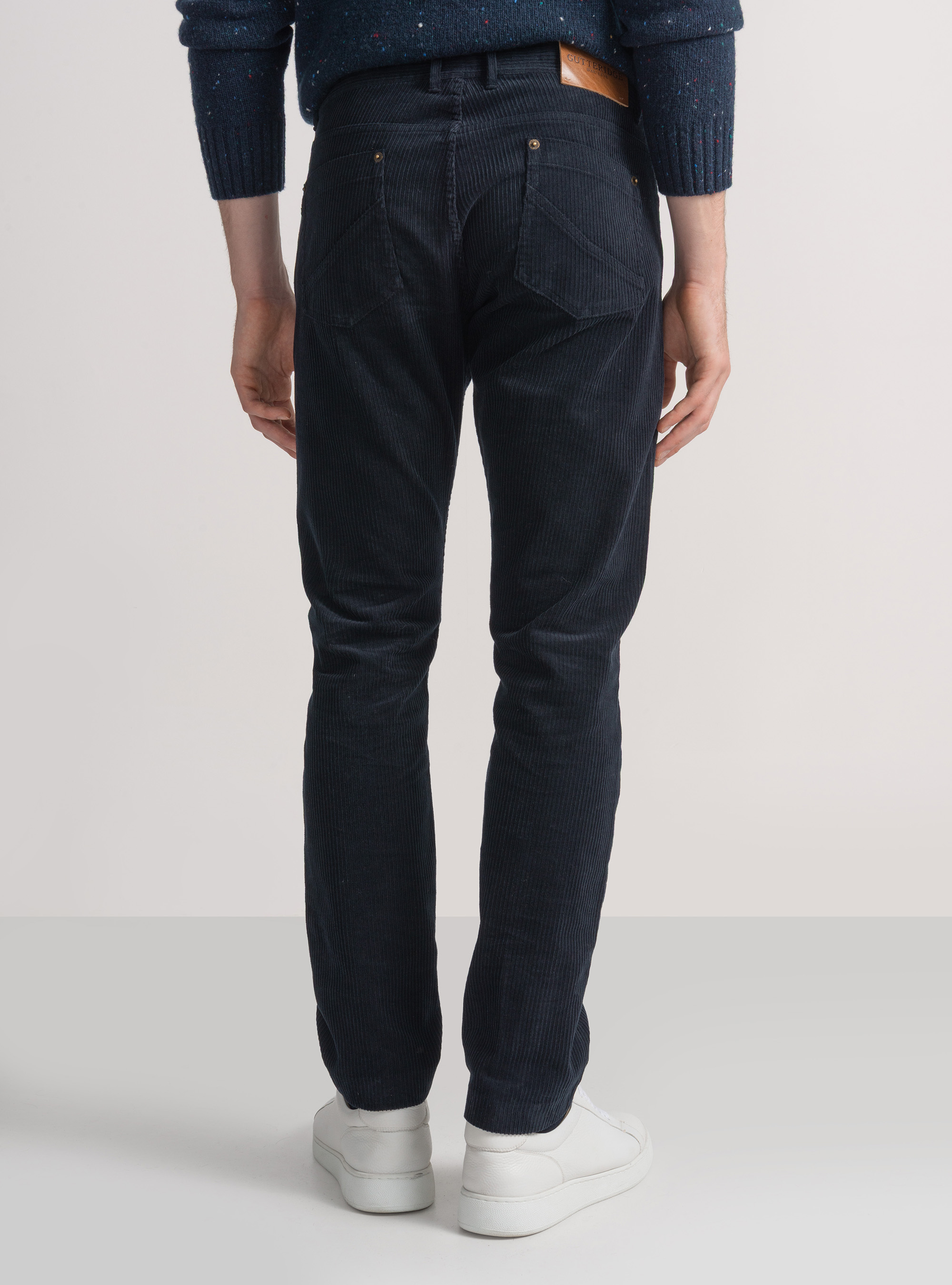 Pantaloni cinque tasche in velluto, BLU NAVY
