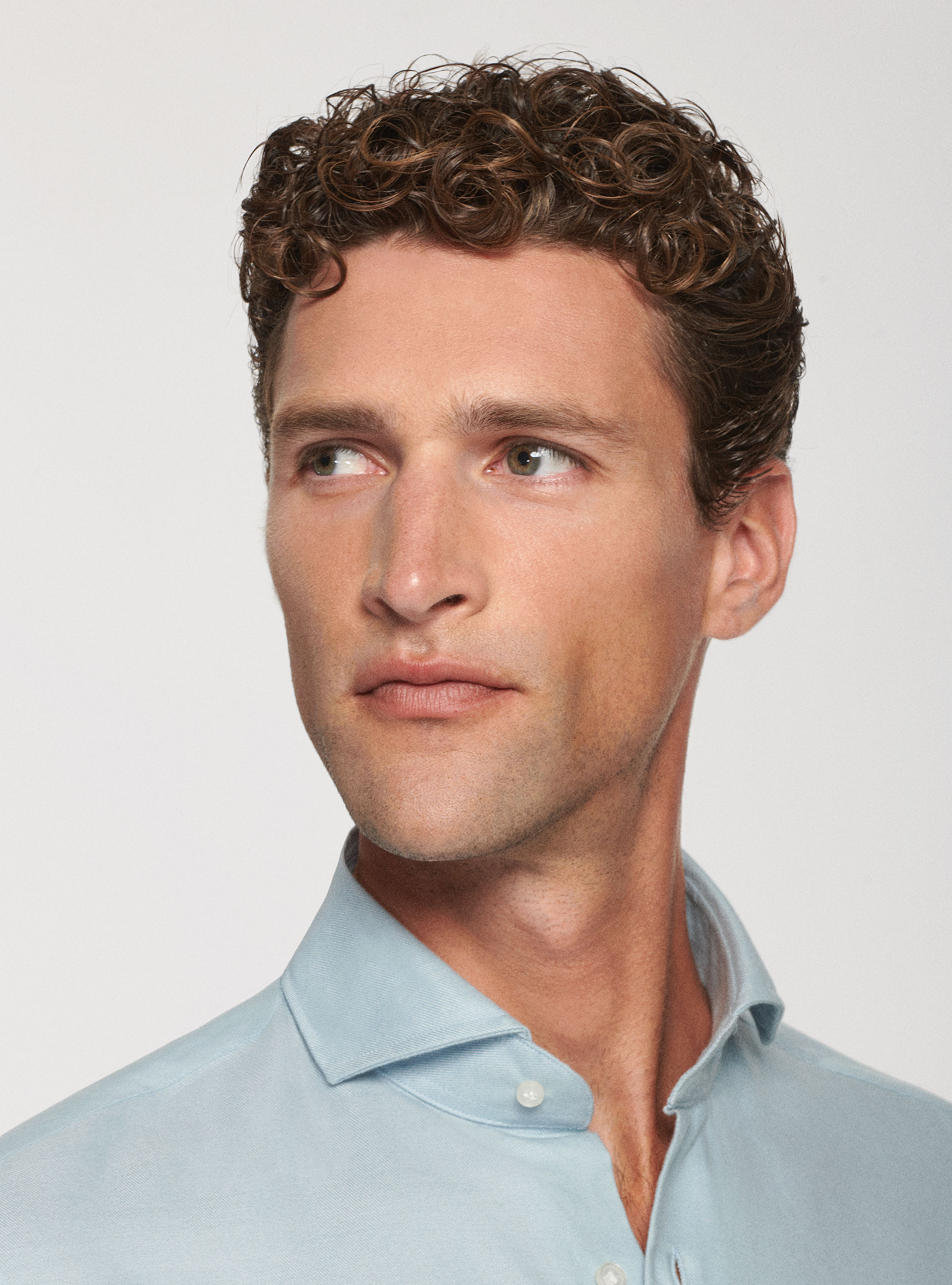 Camicia in flanella di cotone, AZZURRO