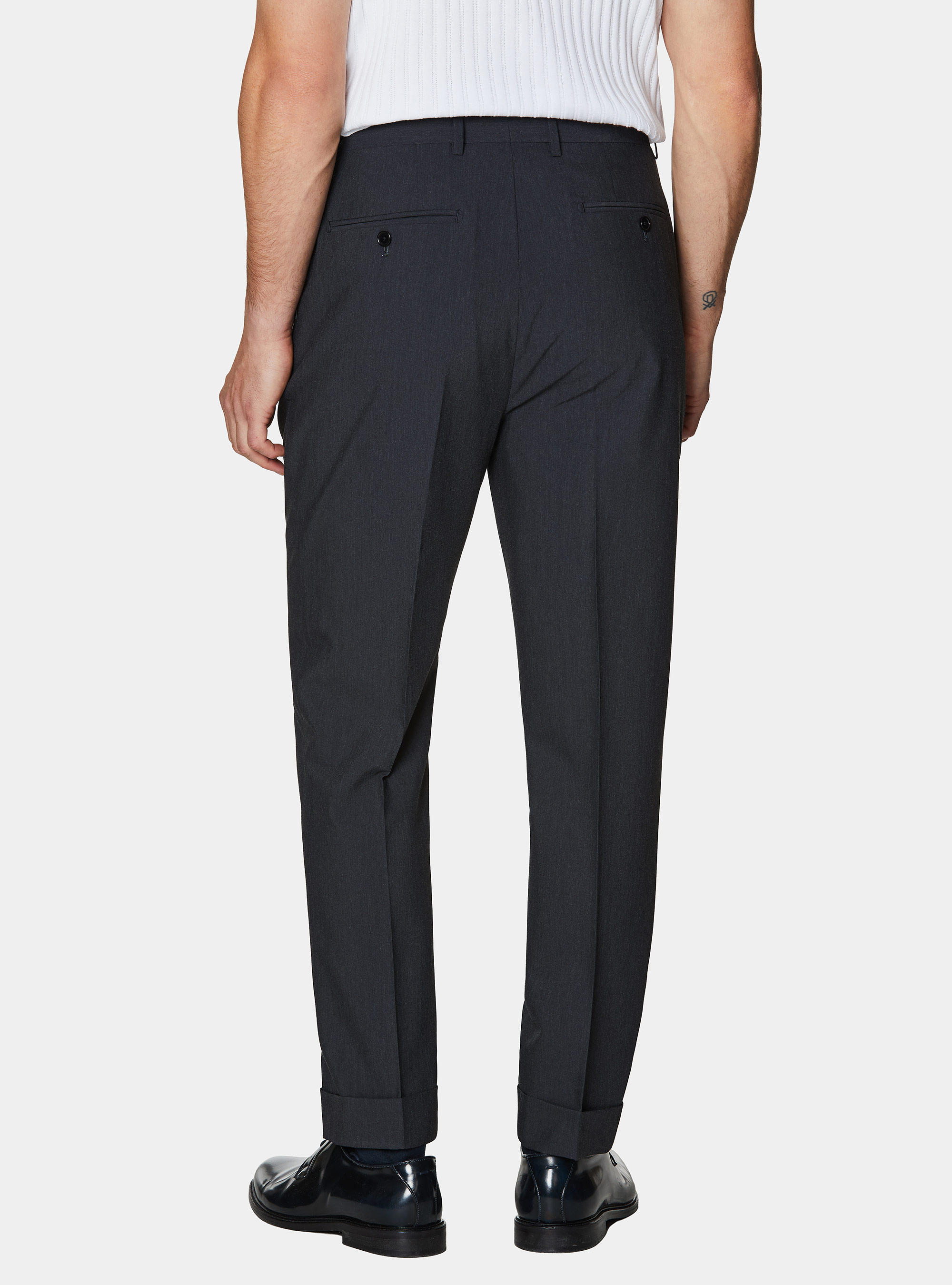 Classic trousers with pleats, ASPHALT GREY