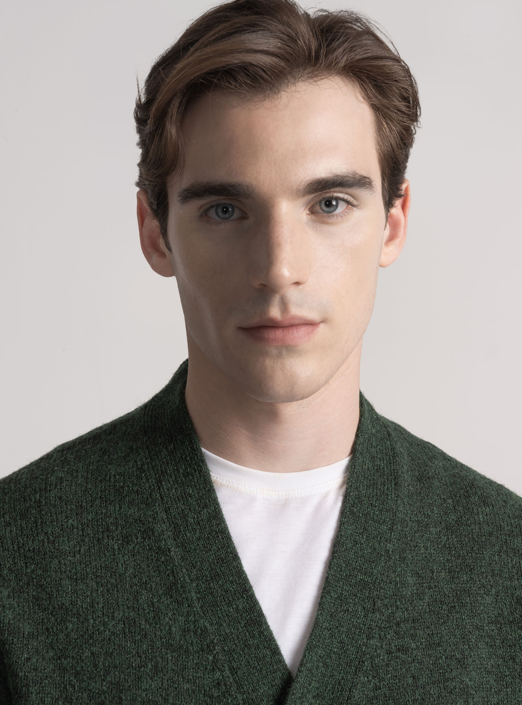 Shetland wool knit cardigan, GREEN