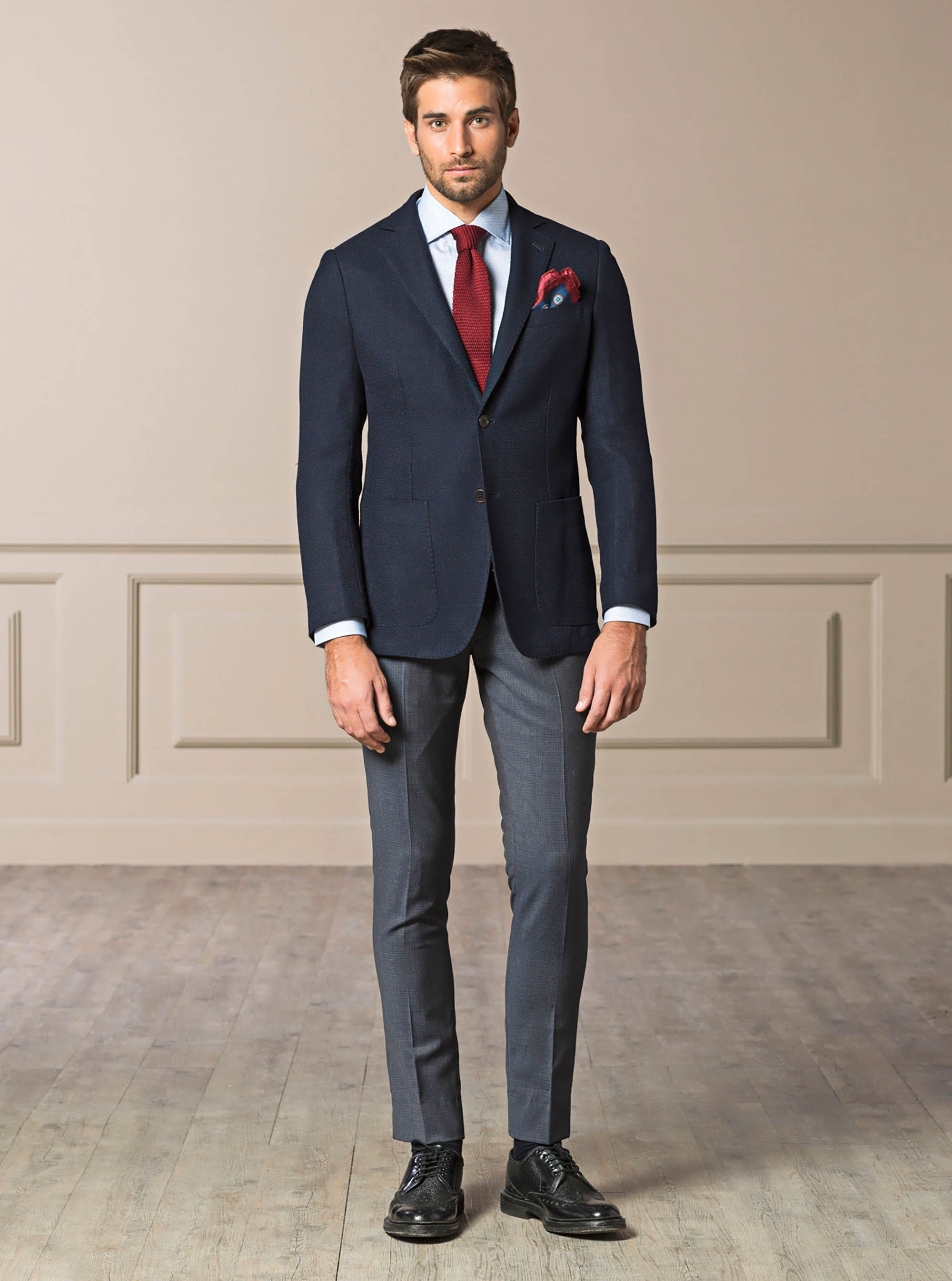 Pantaloni slim con tasca a filo, BLU NAVY