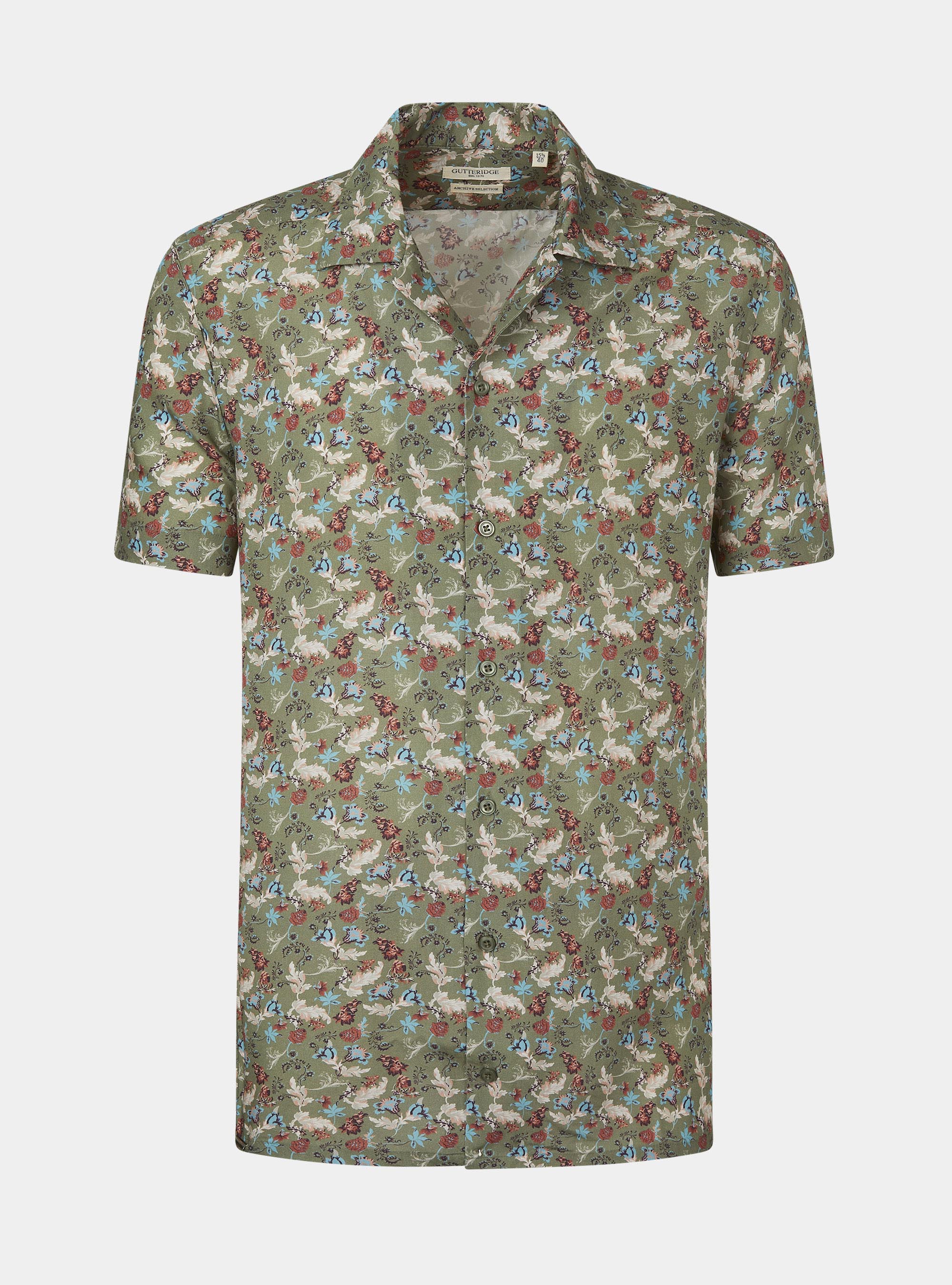 Camicia collo bowling a fantasia floreale, SALVIA 0602C