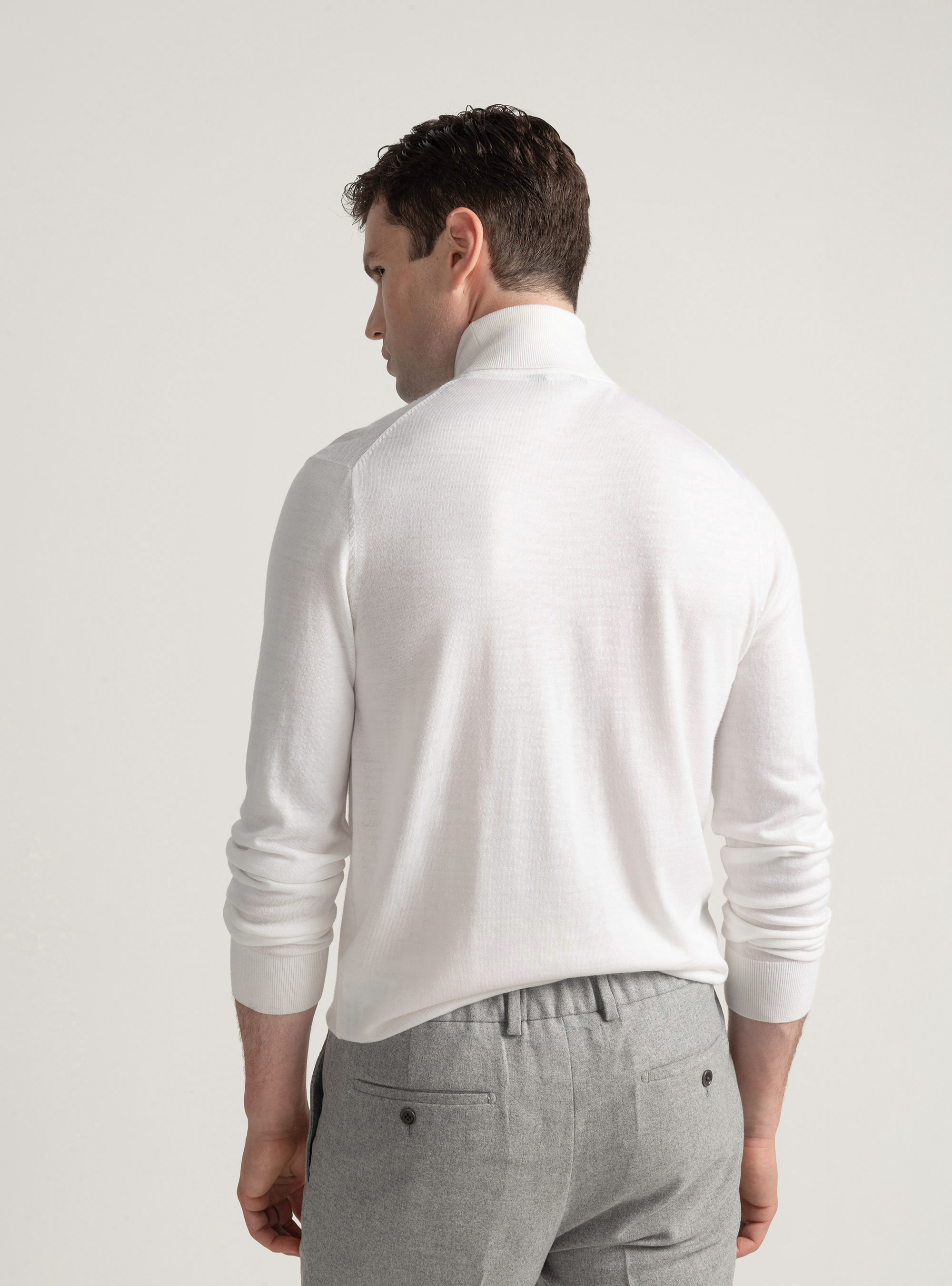 Dolcevita in pura lana merino extrafine, BIANCO