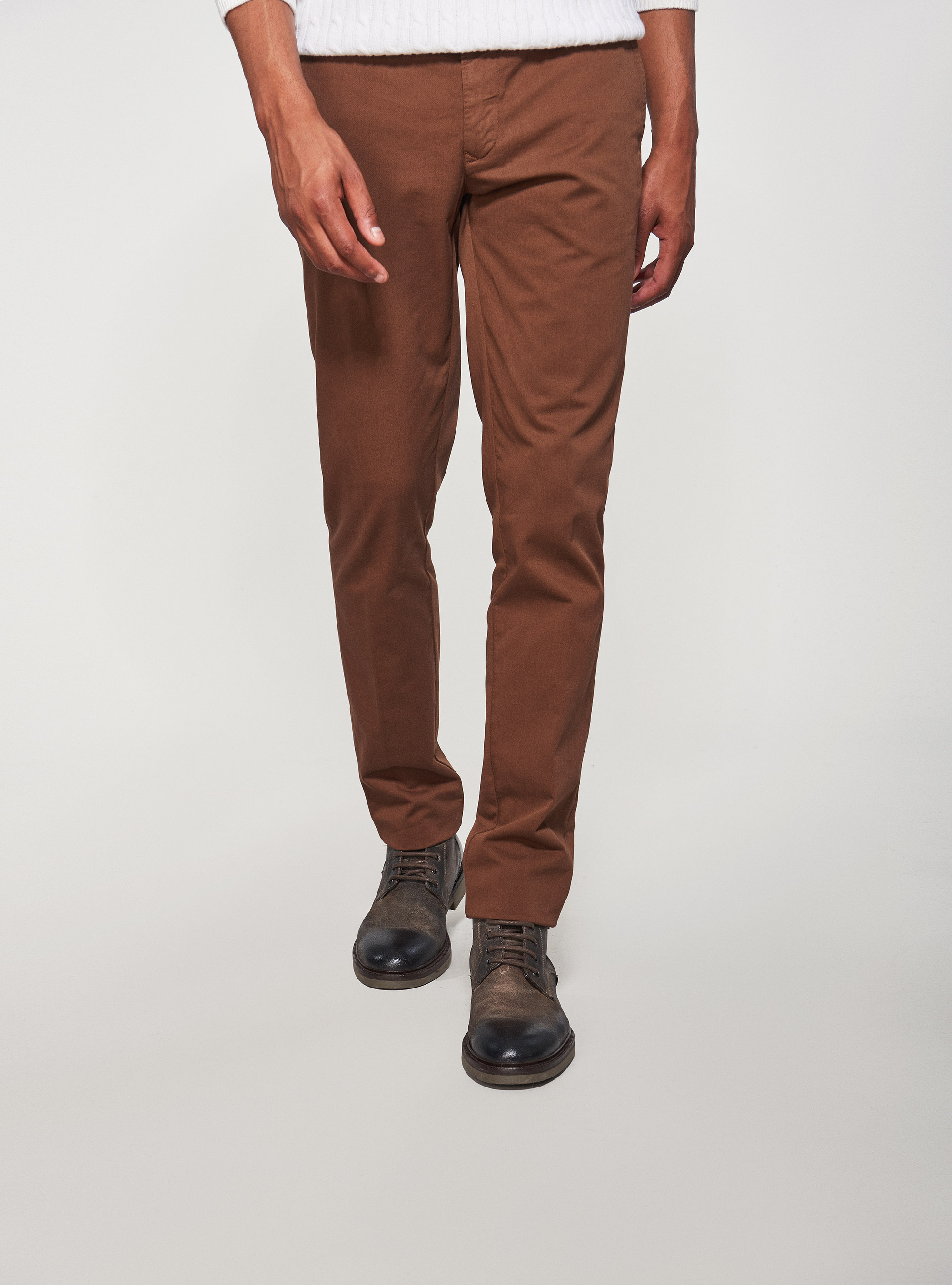 Stretch cotton twill chino trousers