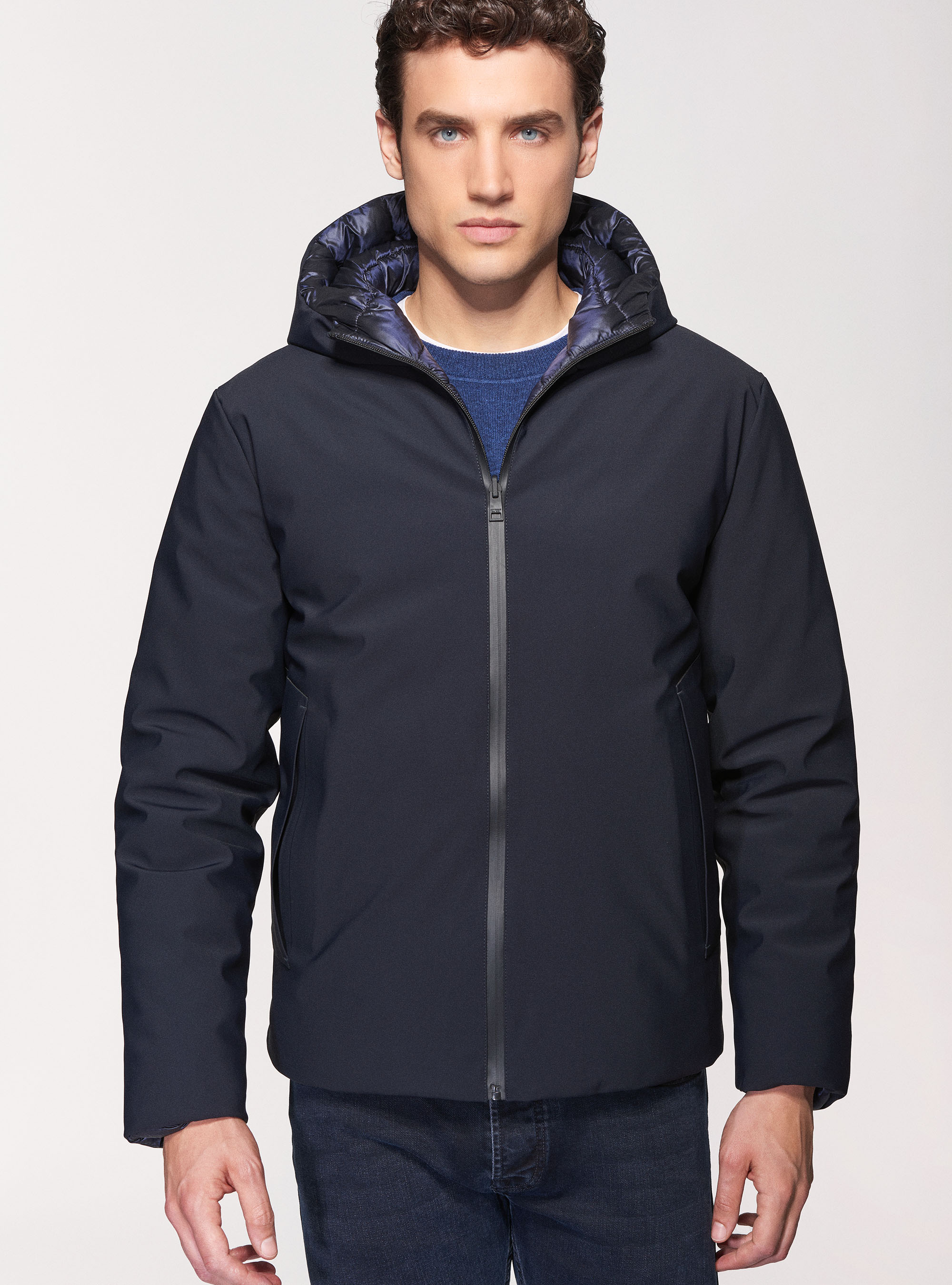 Bomber reversibile in tessuto tecnico, BLU NAVY