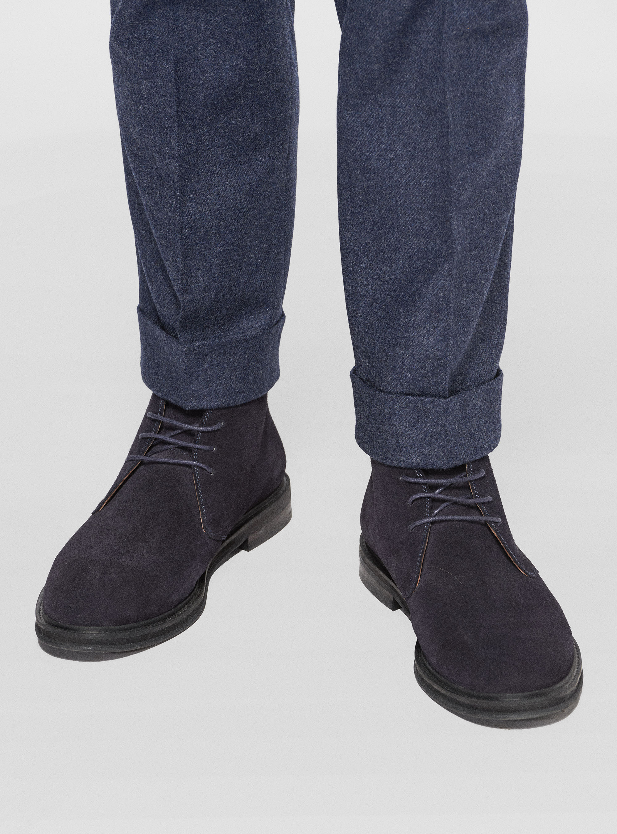 Pantaloni con pince in flanella Duemilagori, INCHIOSTRO