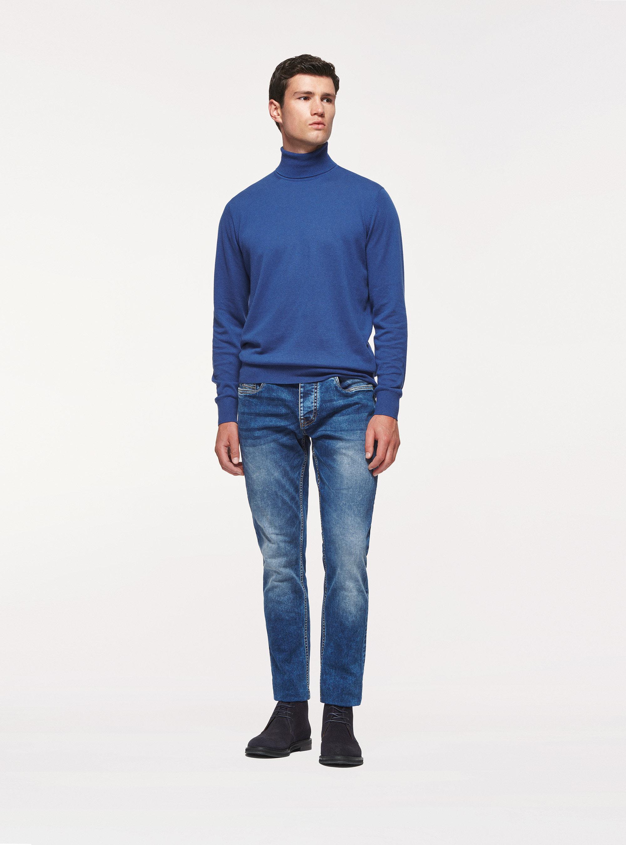 Dolcevita in cotone seta e cashmere, INCHIOSTRO