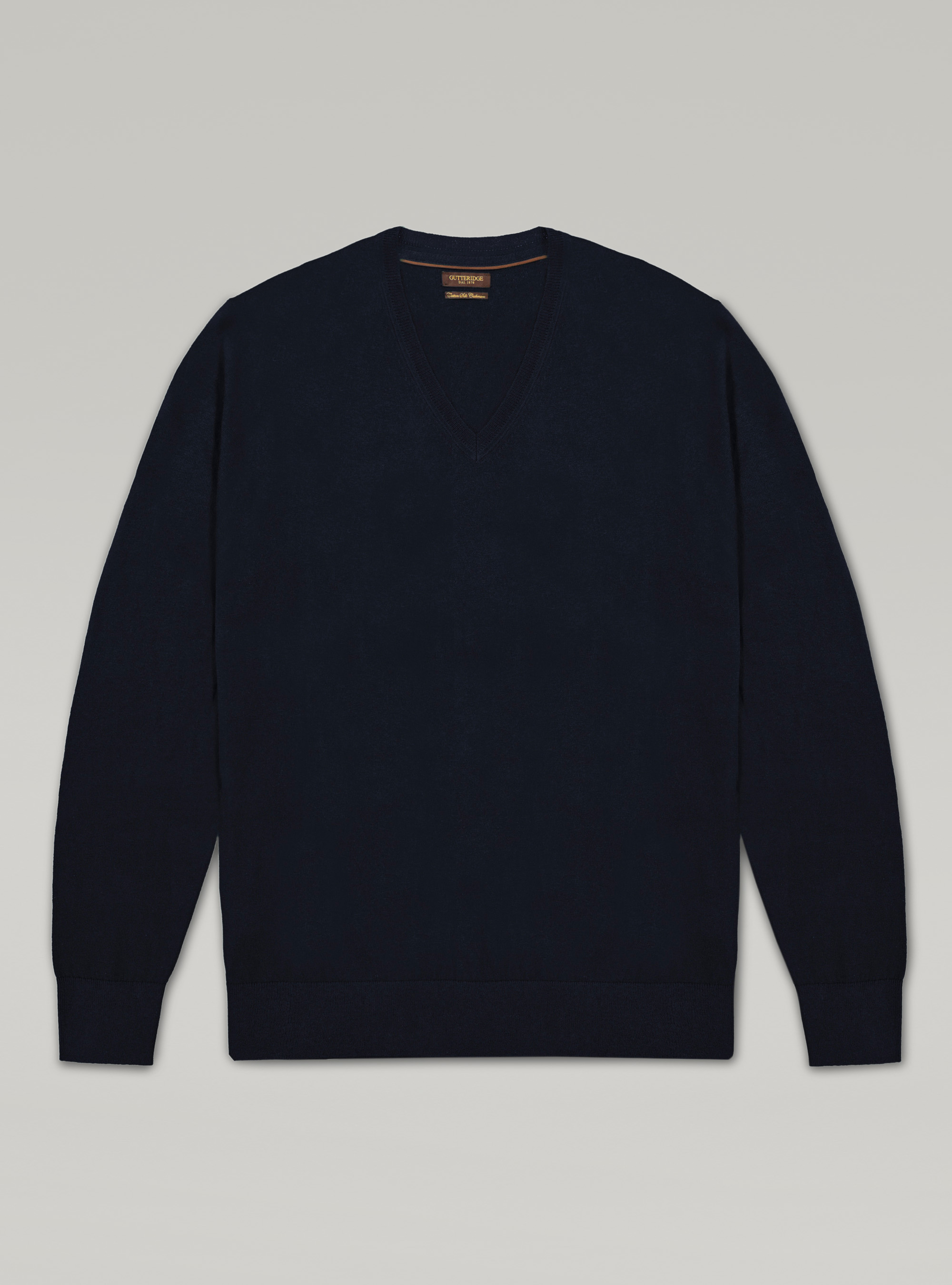 Maglia scollo a v in cotone seta e cashmere, BLU NAVY