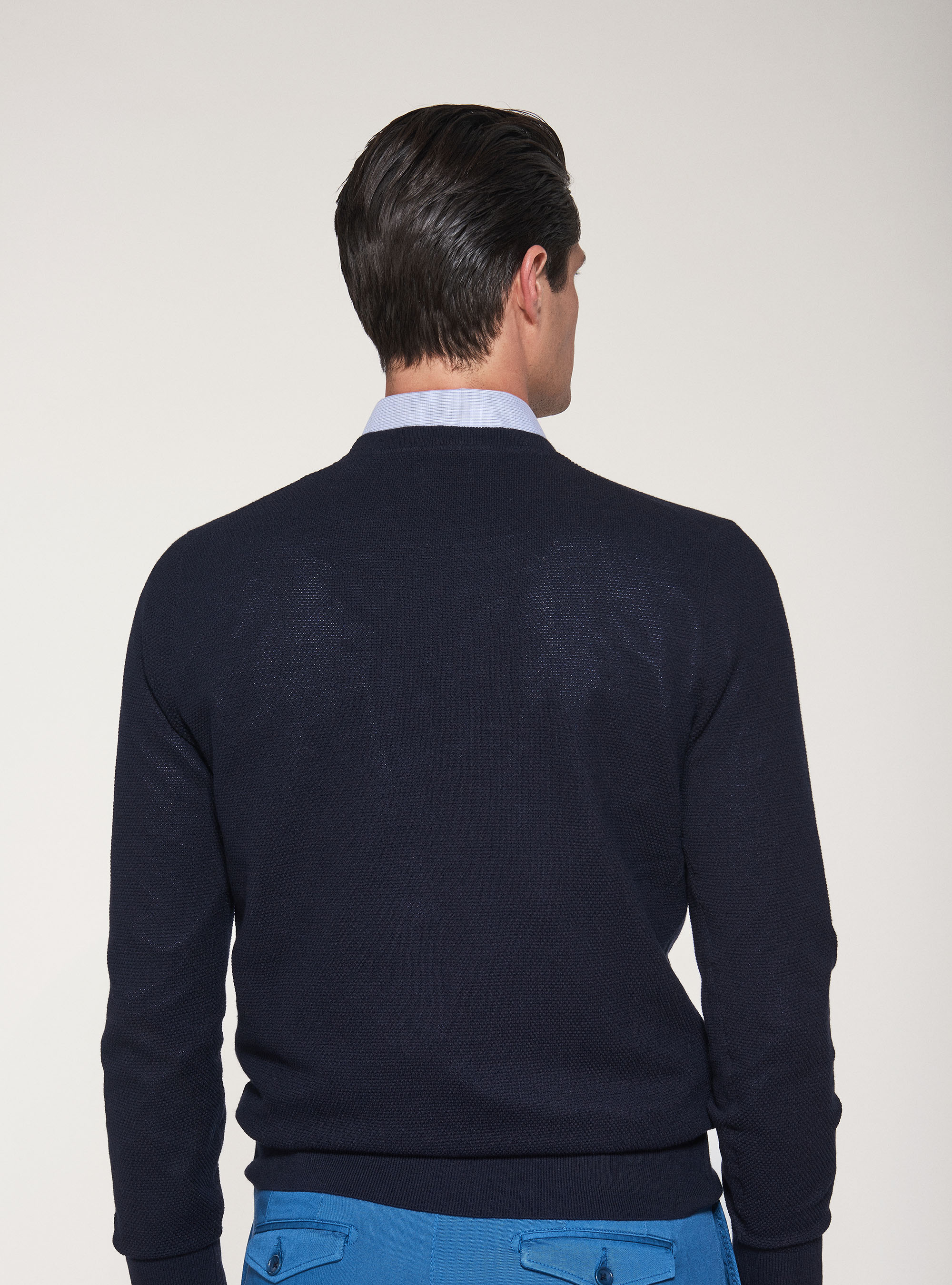 Maglia girocollo punto riso, BLU NAVY