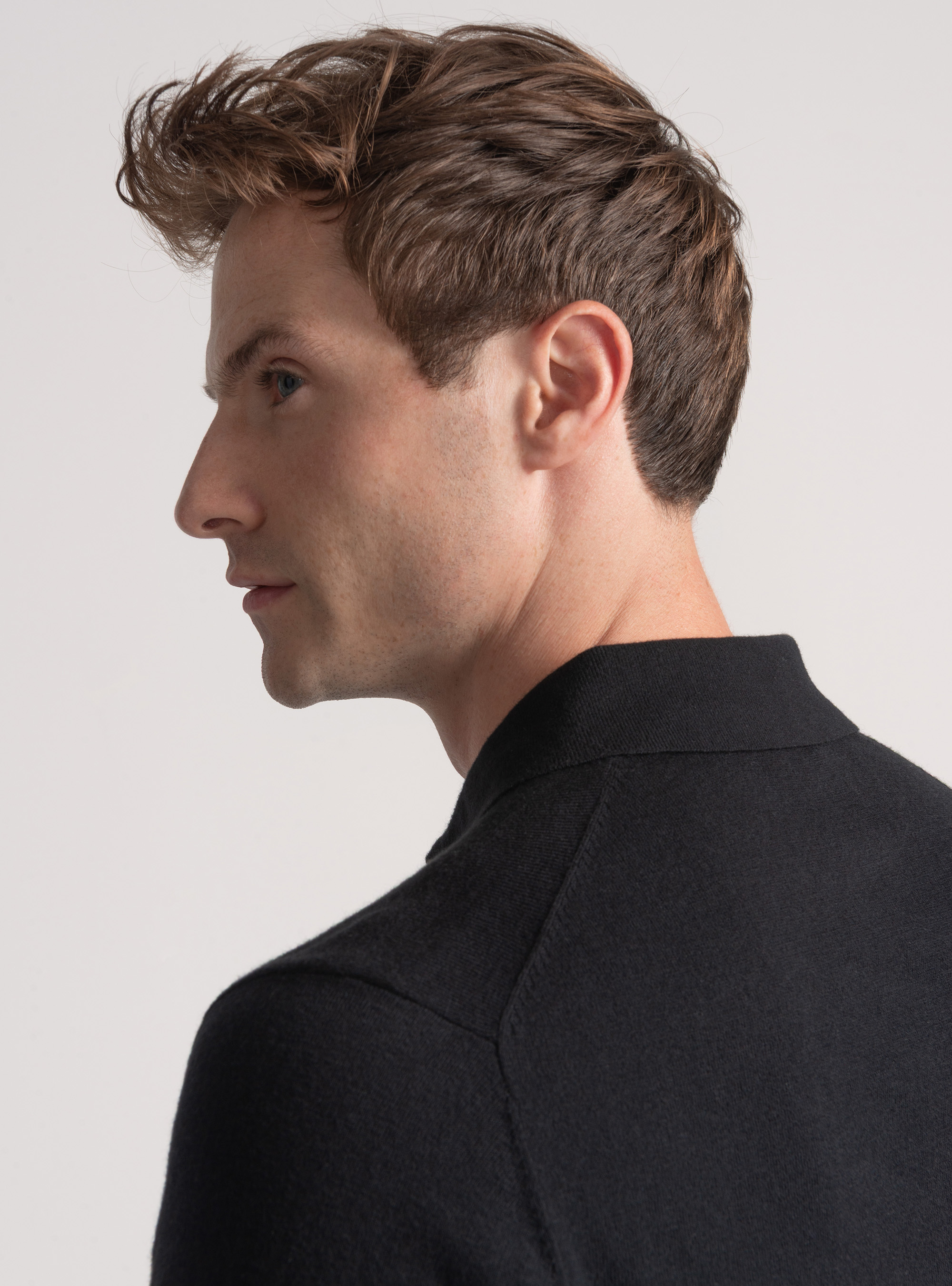 Polo de punto de algodón y cachemira, NEGRO