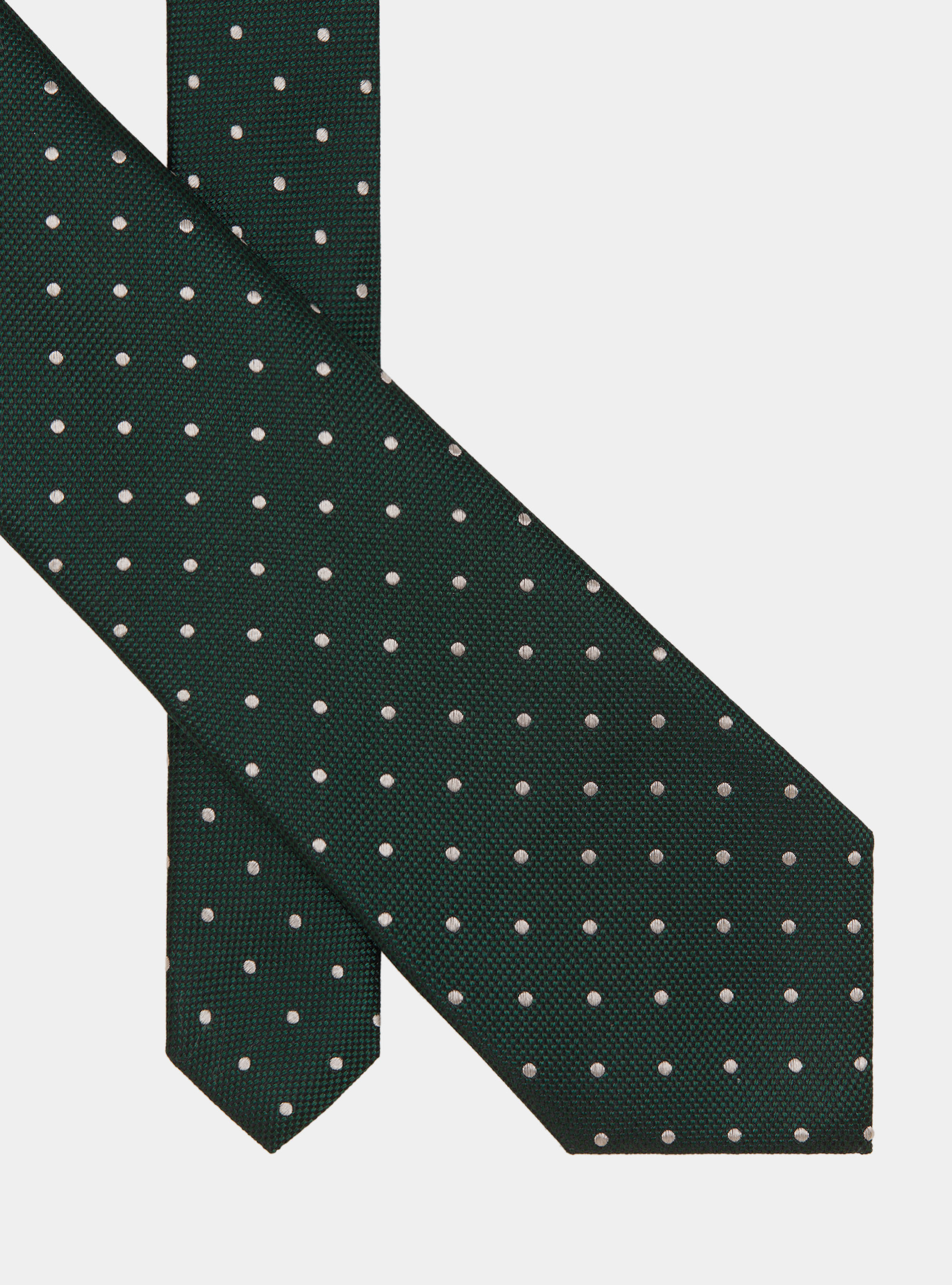 Polka Dot Silk Tie, GREEN / ECRU