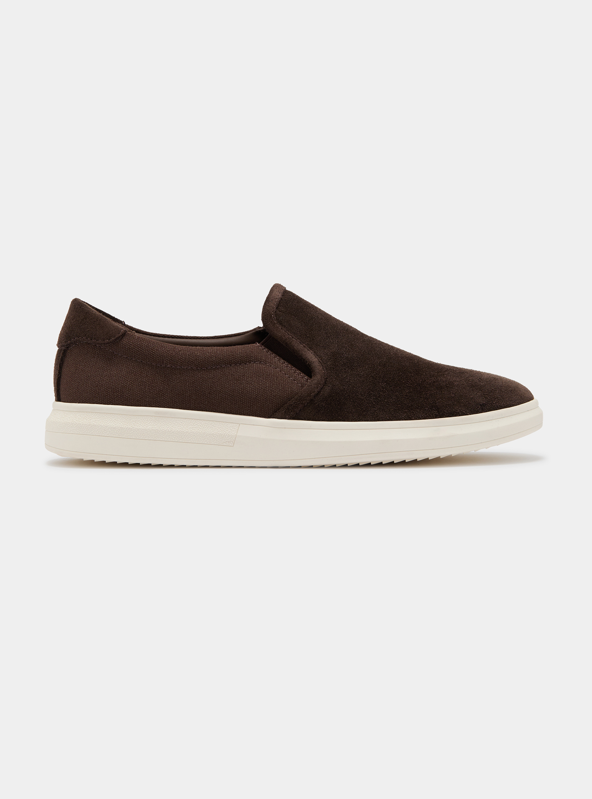 Slip on in suede e canvas, MARRON