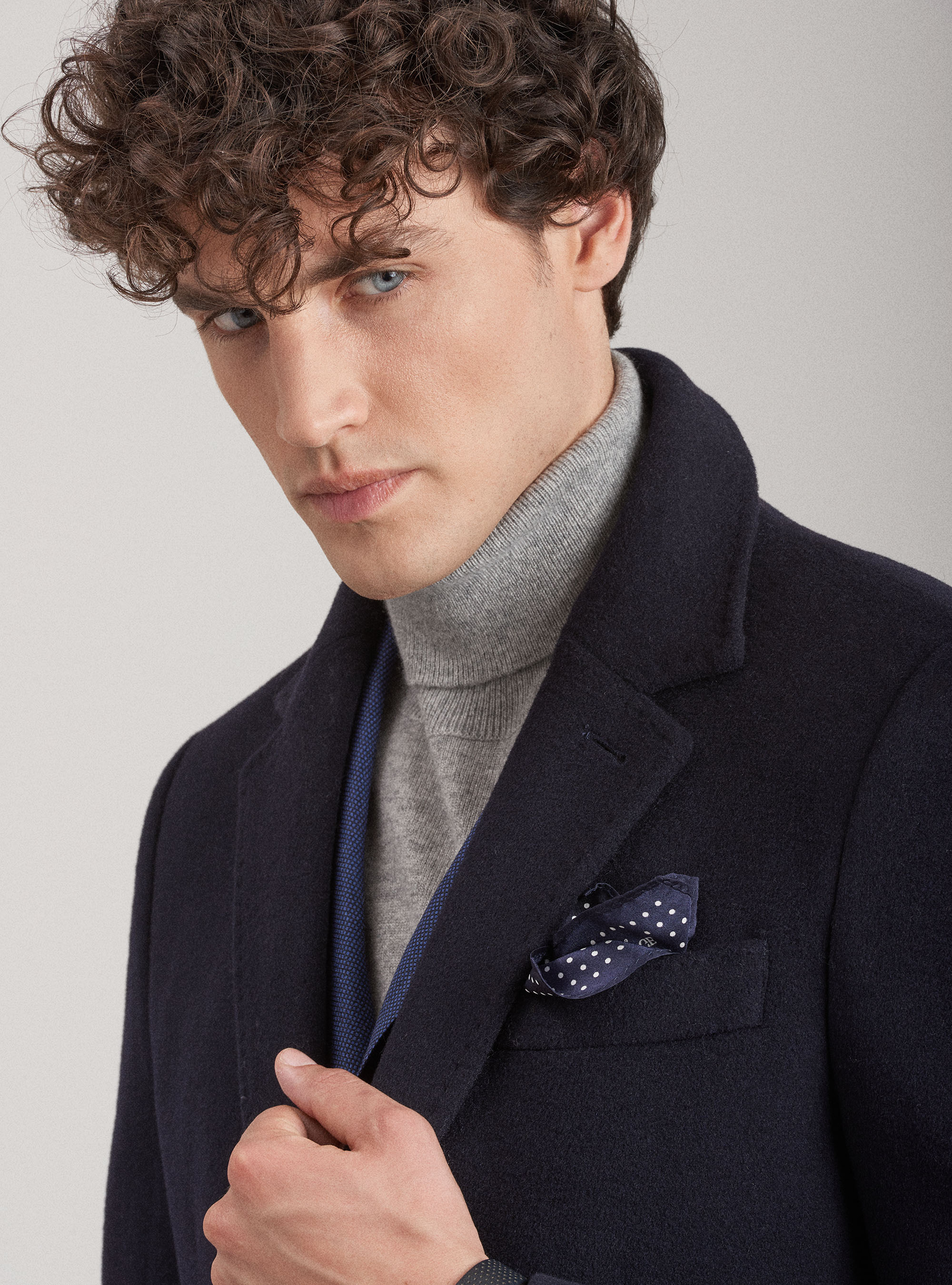 Cappotto monopetto in lana e cashmere, BLU NAVY