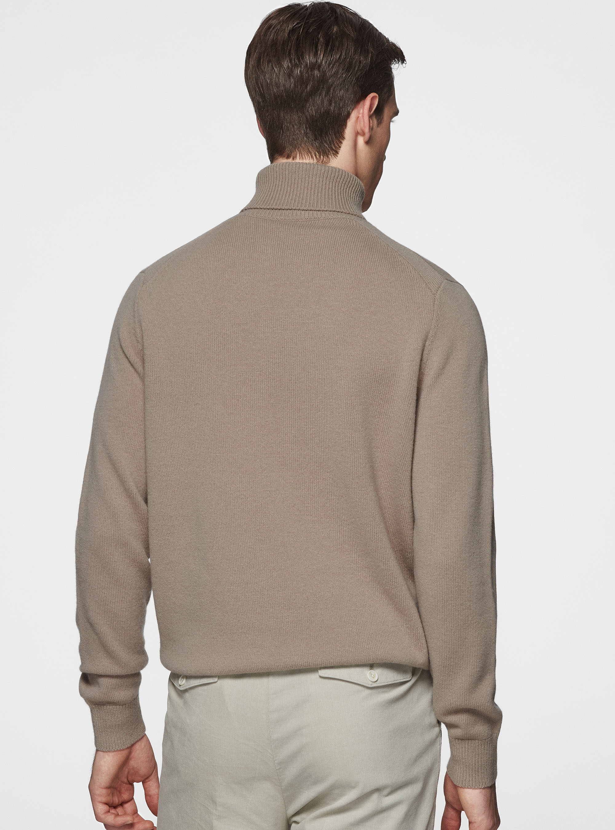 Maglia collo alto in lana merino, SABBIA