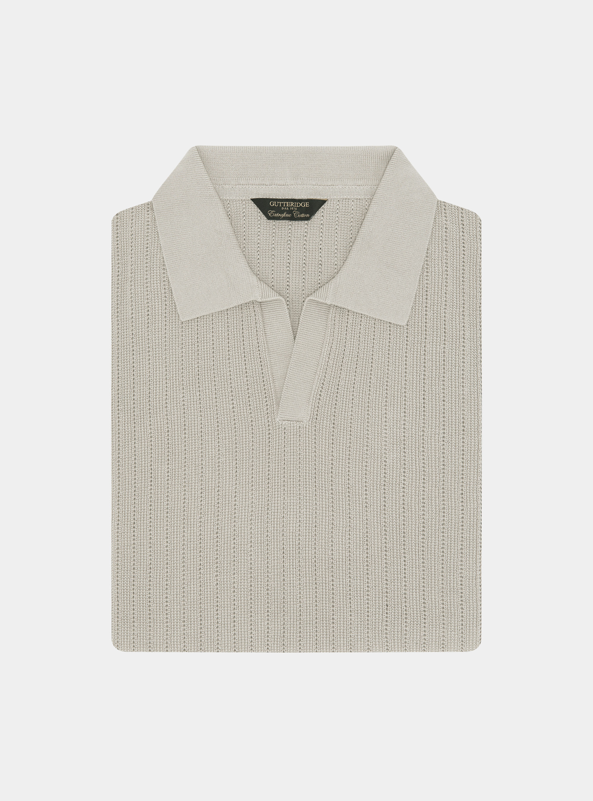 Polo in maglia traforata senza bottoni in cotone extrafine, SABBIA