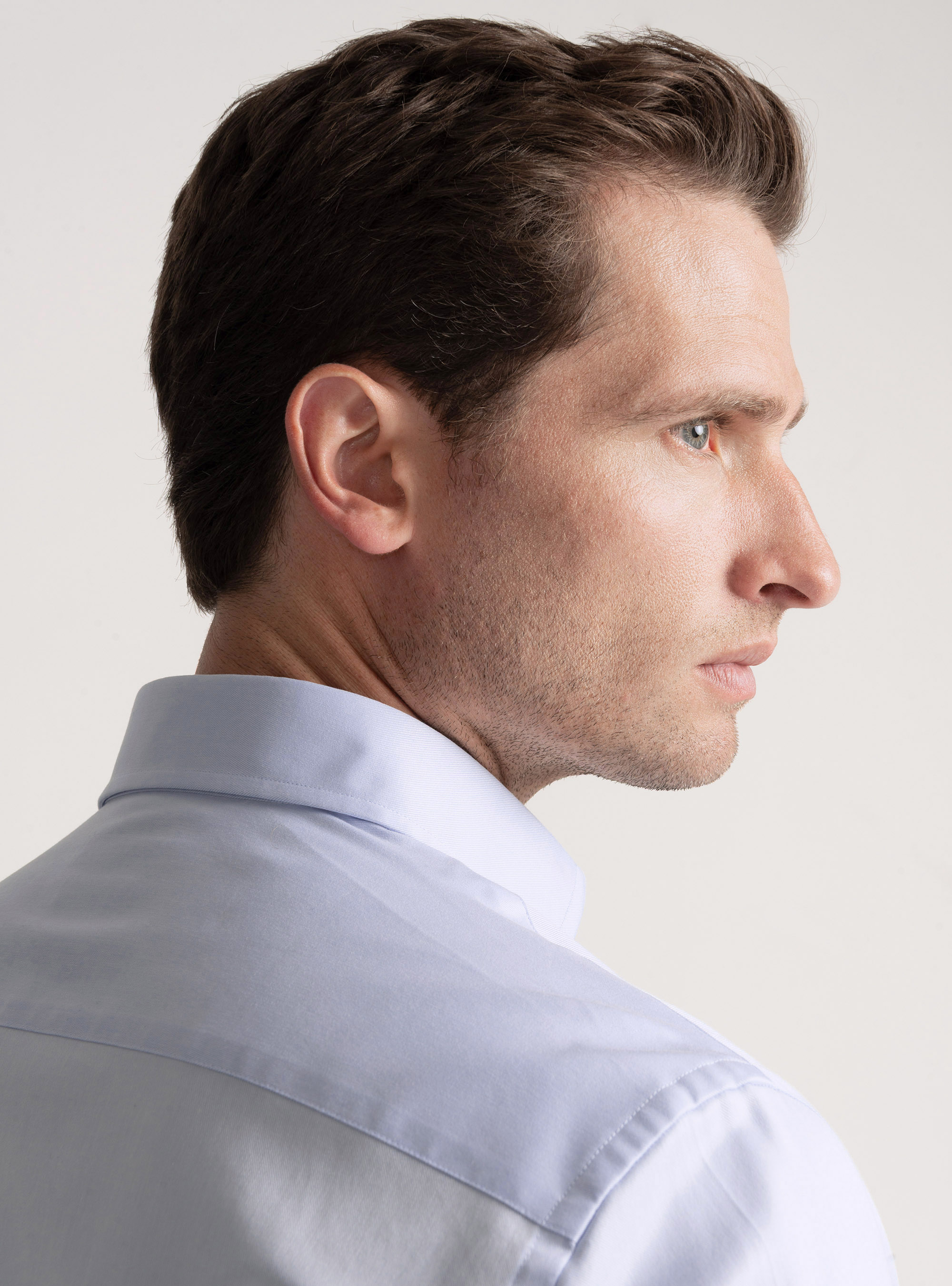 Camicia in twill di cotone, AZZURRO