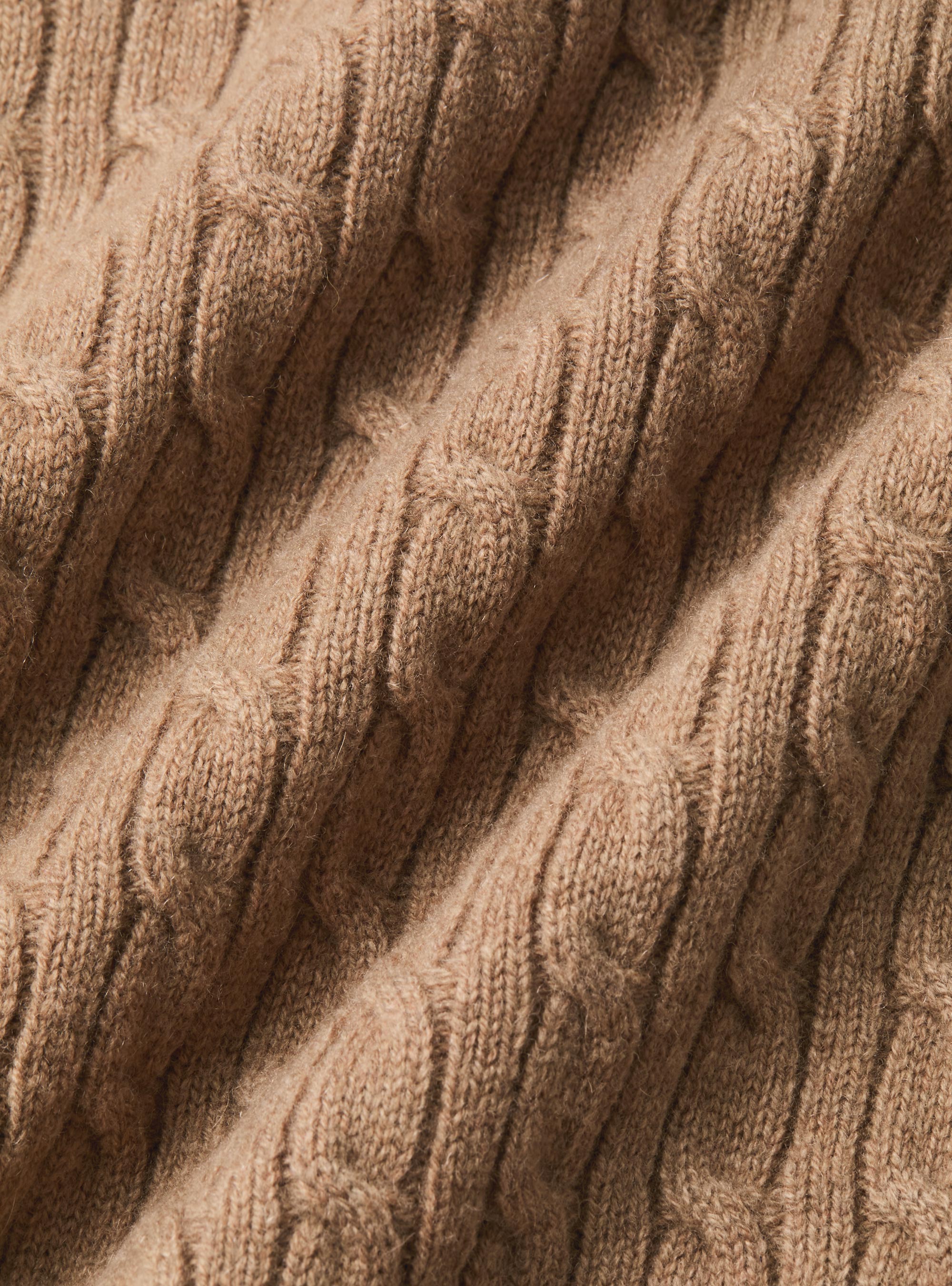 Crew-neck sweater with wool and cashmere braid, CAMMELLO 0570C