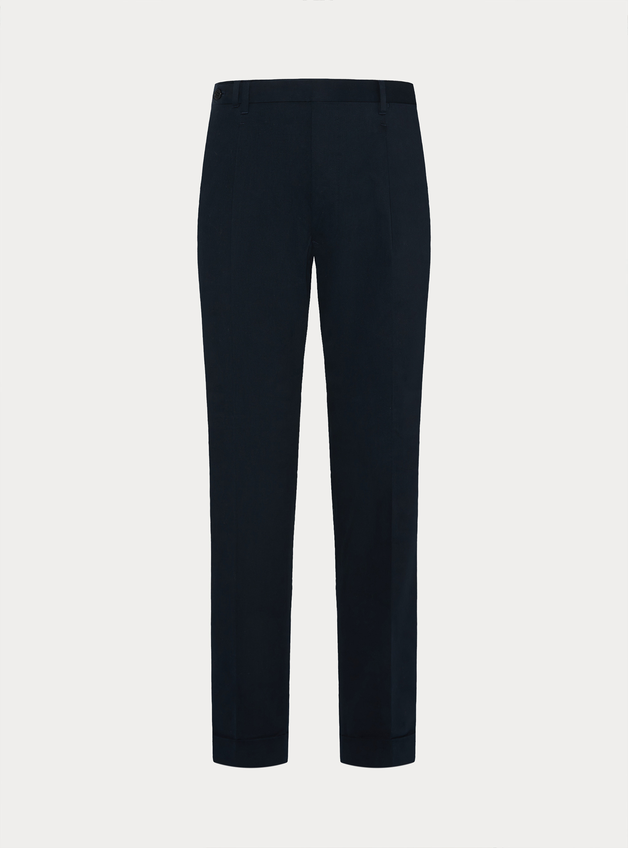 Pantaloni con pince in twill cotone e cashmere, BLU NAVY