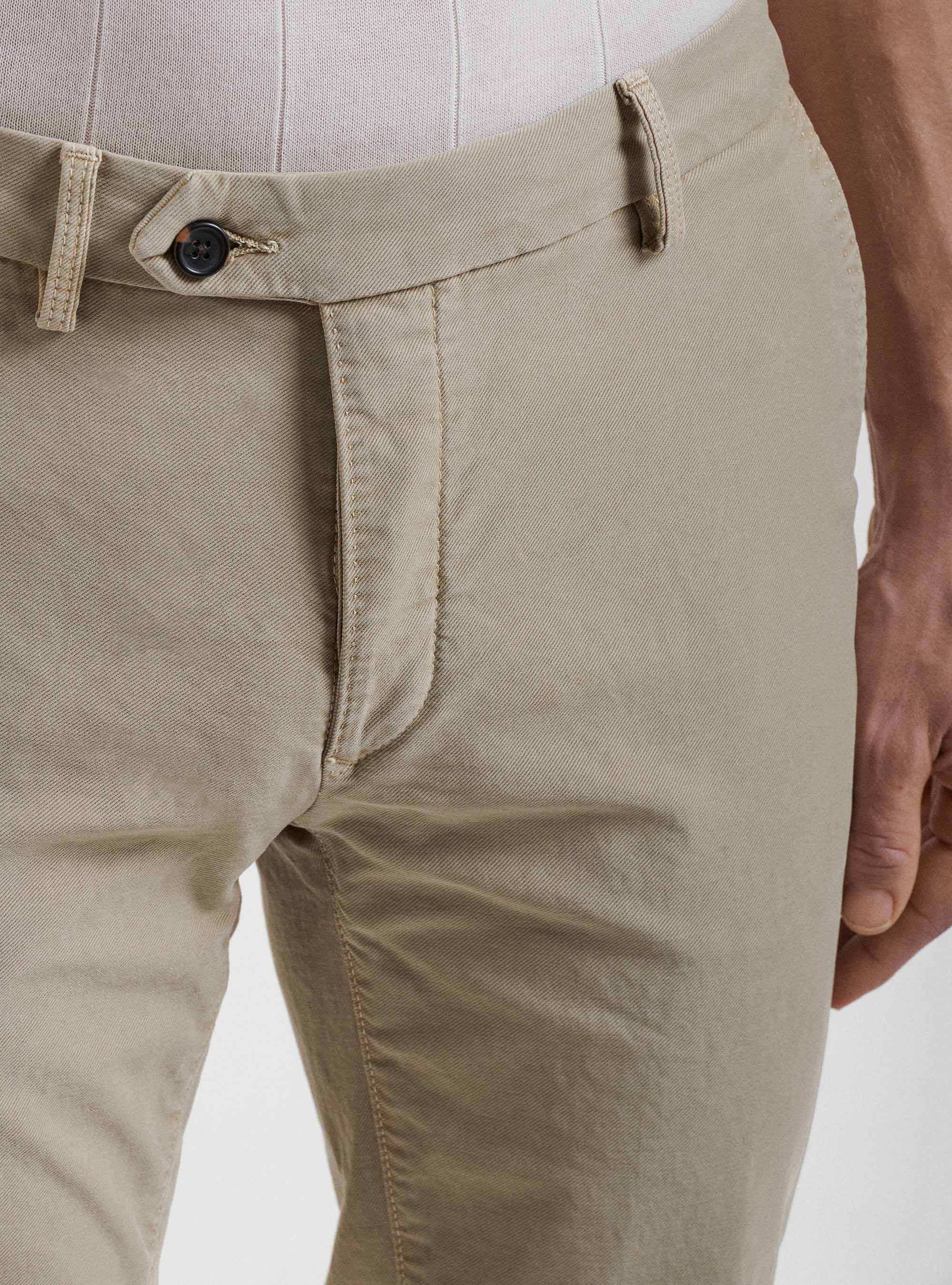 Garment dyed stretch cotton slim fit chino trousers | Gutteridge | Men ...