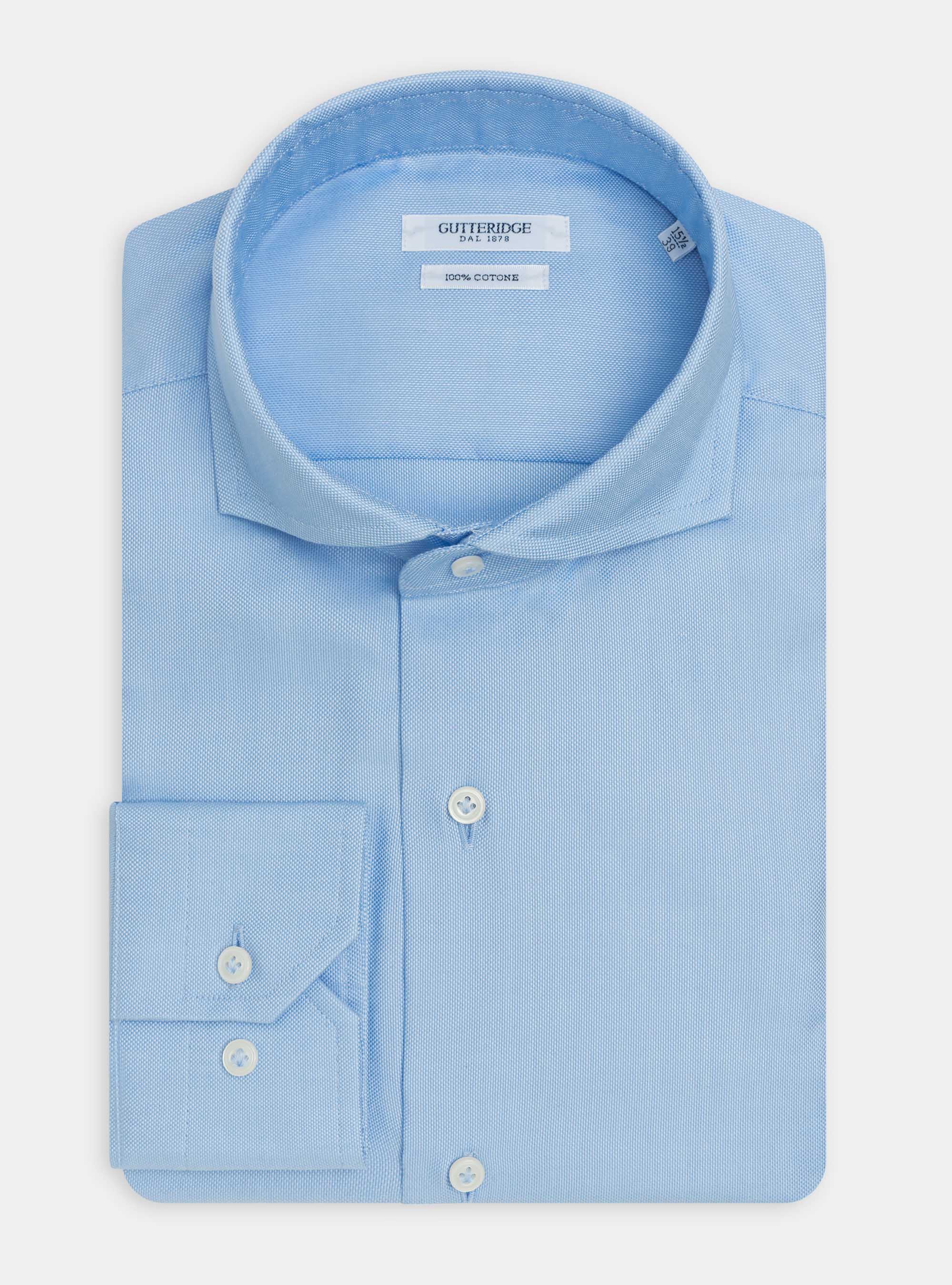 Oxford cotton French collar shirt, LIGHT BLUE