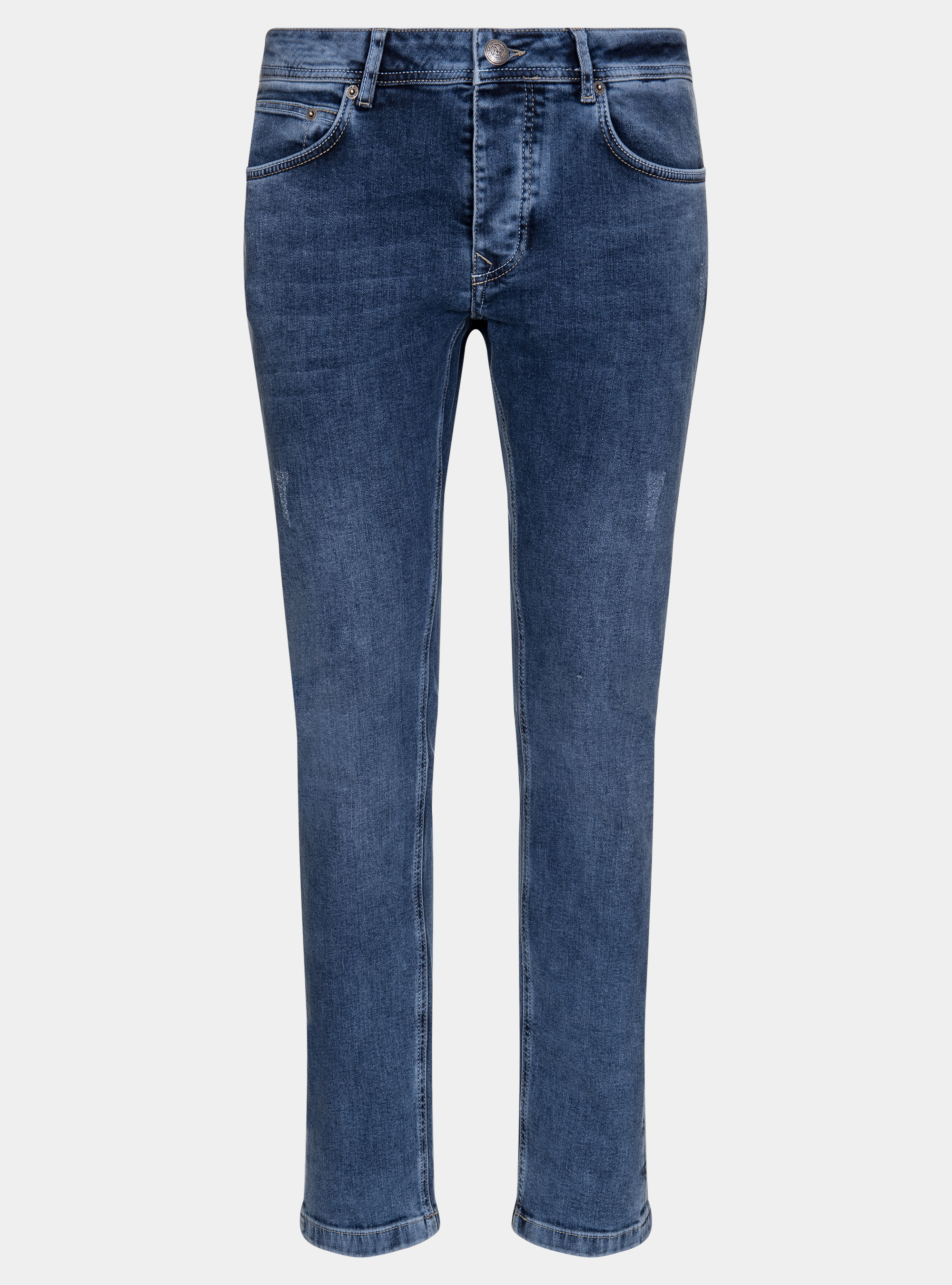 Jeans 5 tasche con rotture, BLU NAVY