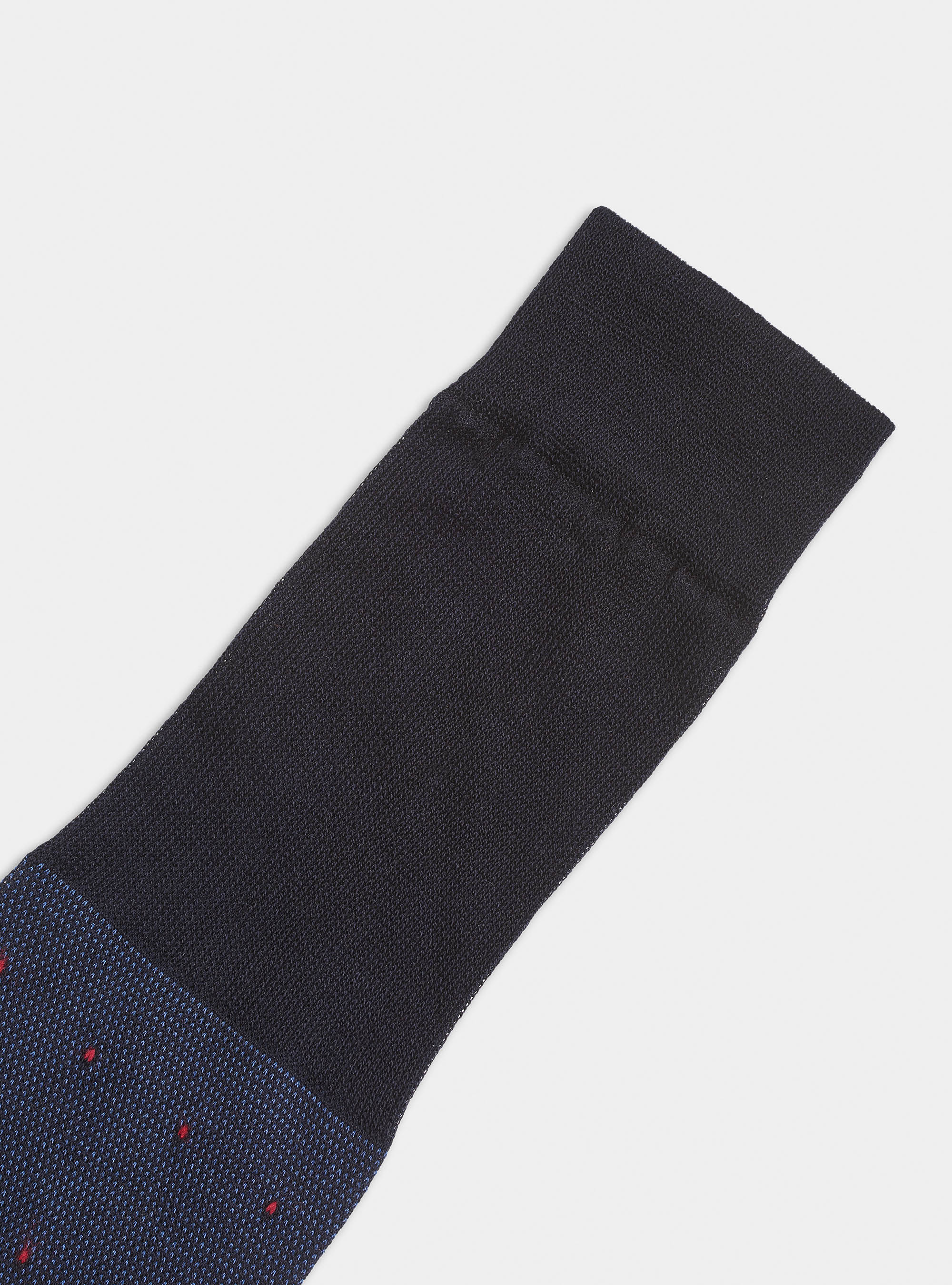 Calzino lungo a pois in filo di scozia, BLU NAVY