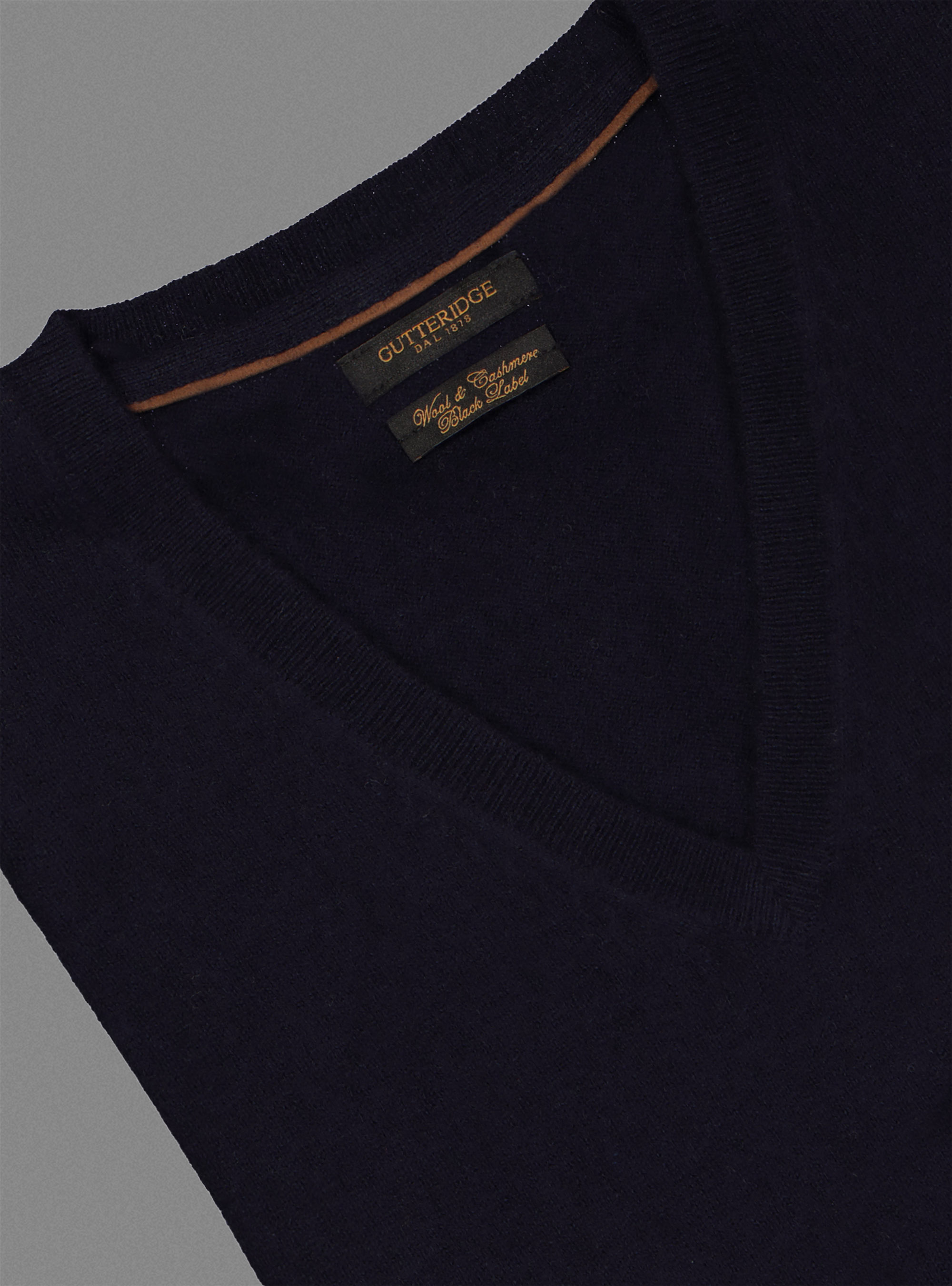 Maglia scollo a V in lana e cashmere, BLU NAVY