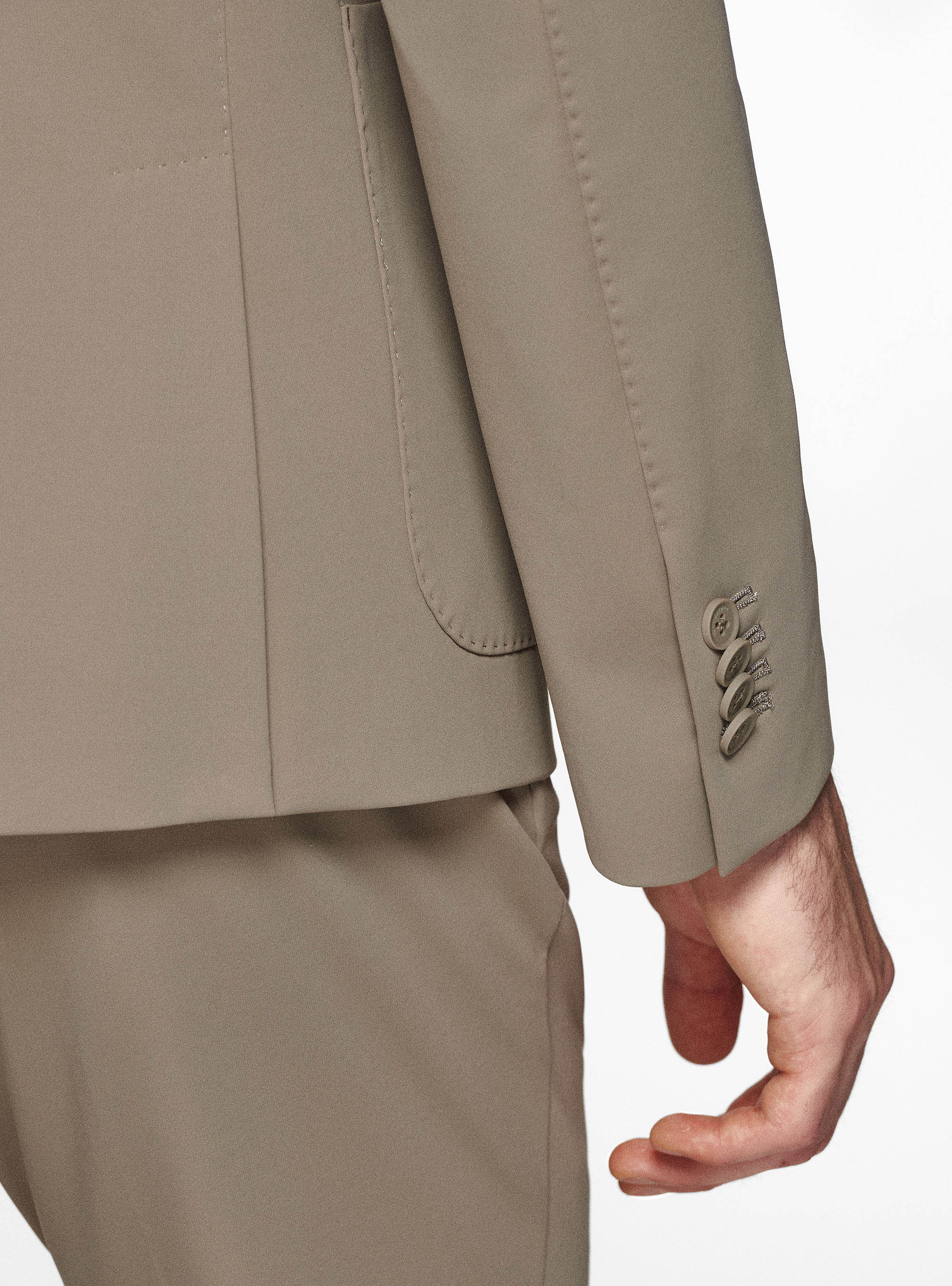 GT01 double-breasted blazer in stretch nylon, MUD