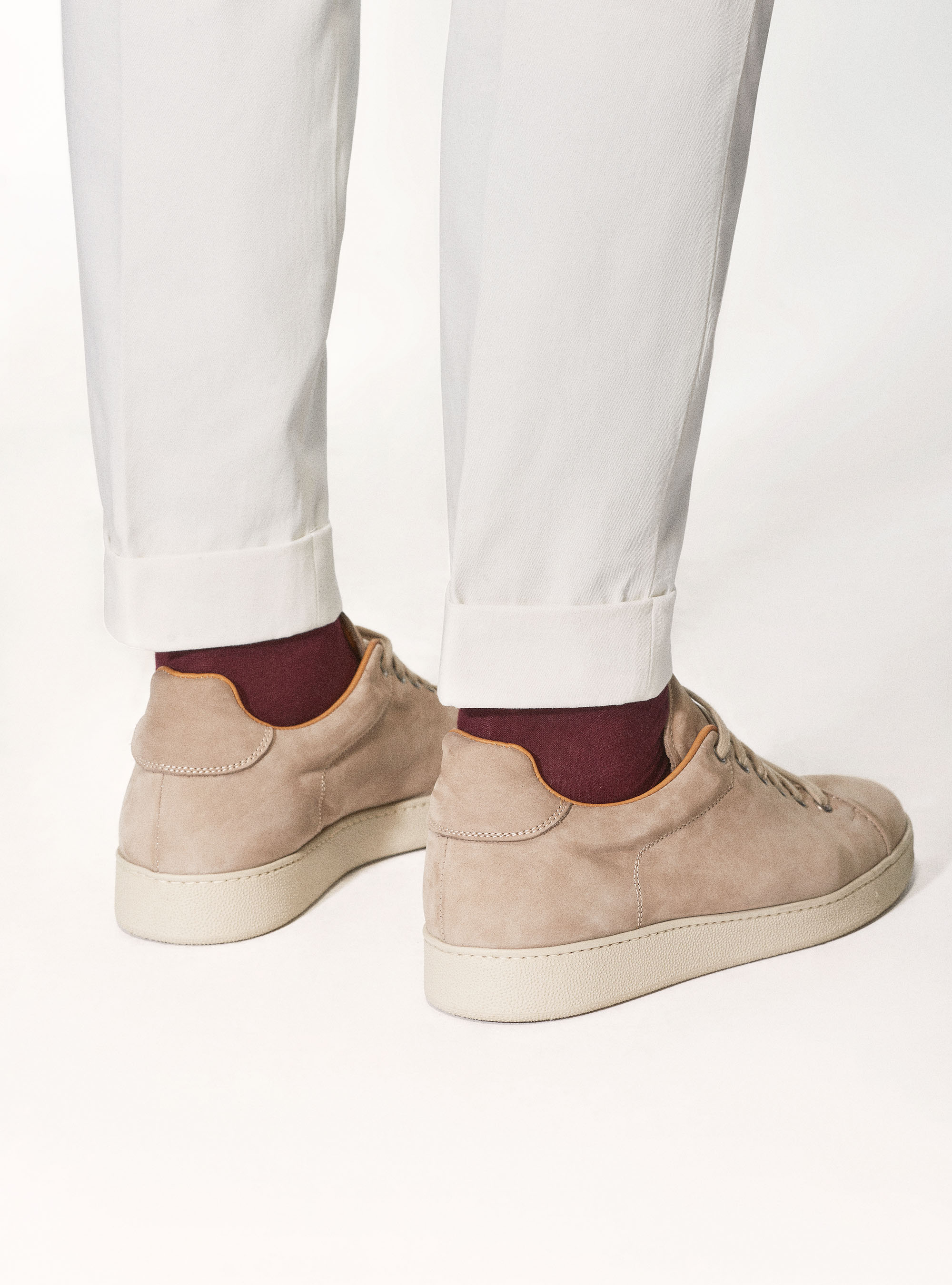 Pantaloni doppia pince in gabardina di cotone tinto capo, BIANCO