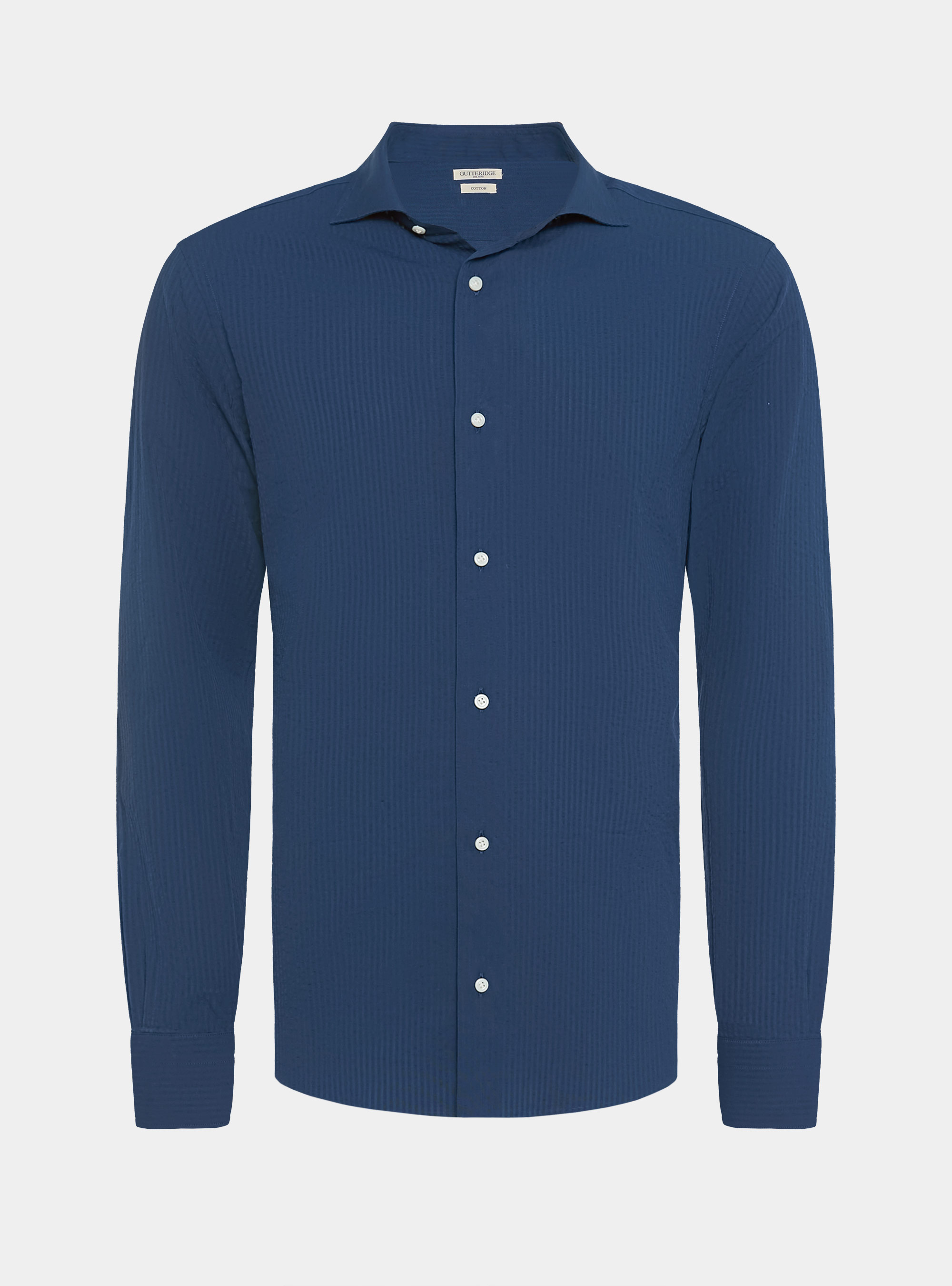 Pure cotton seersucker shirt, 0243C DENIM