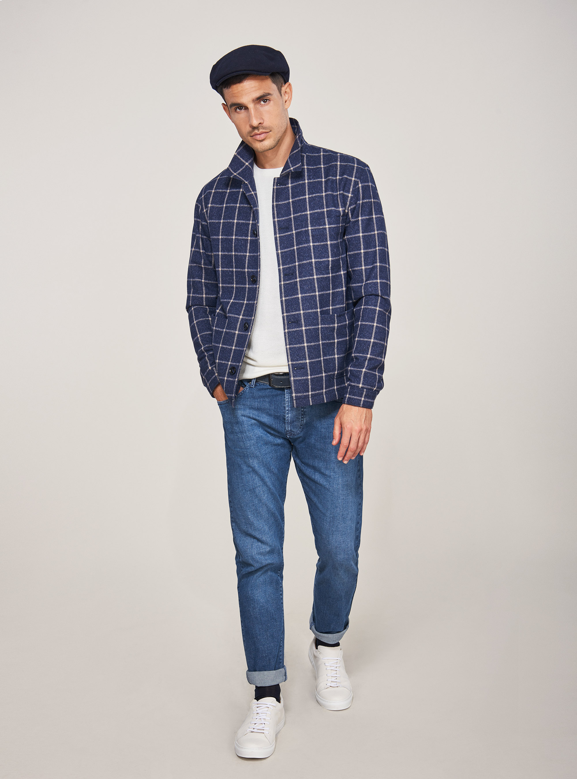 Giacca worker a quadri, BLU NAVY