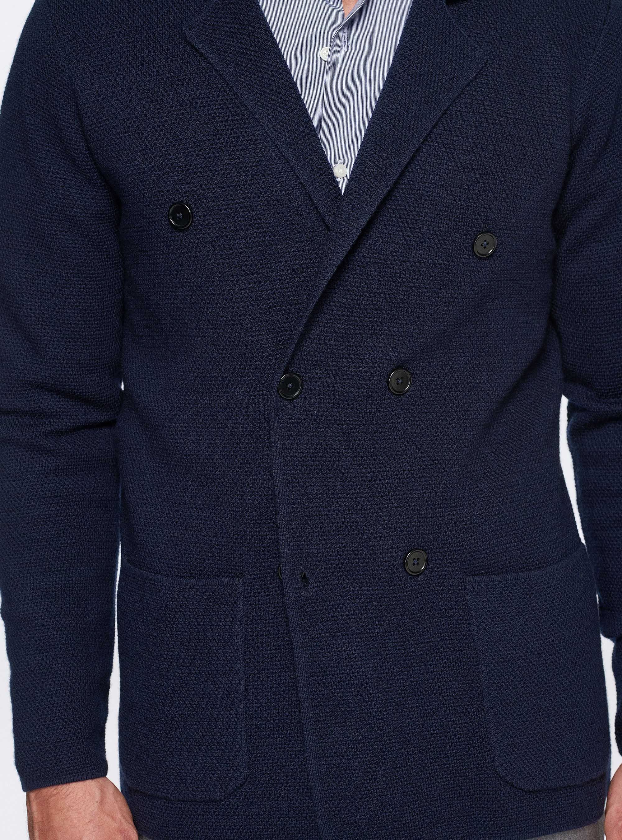 Double-breasted knitted blazer in pure wool