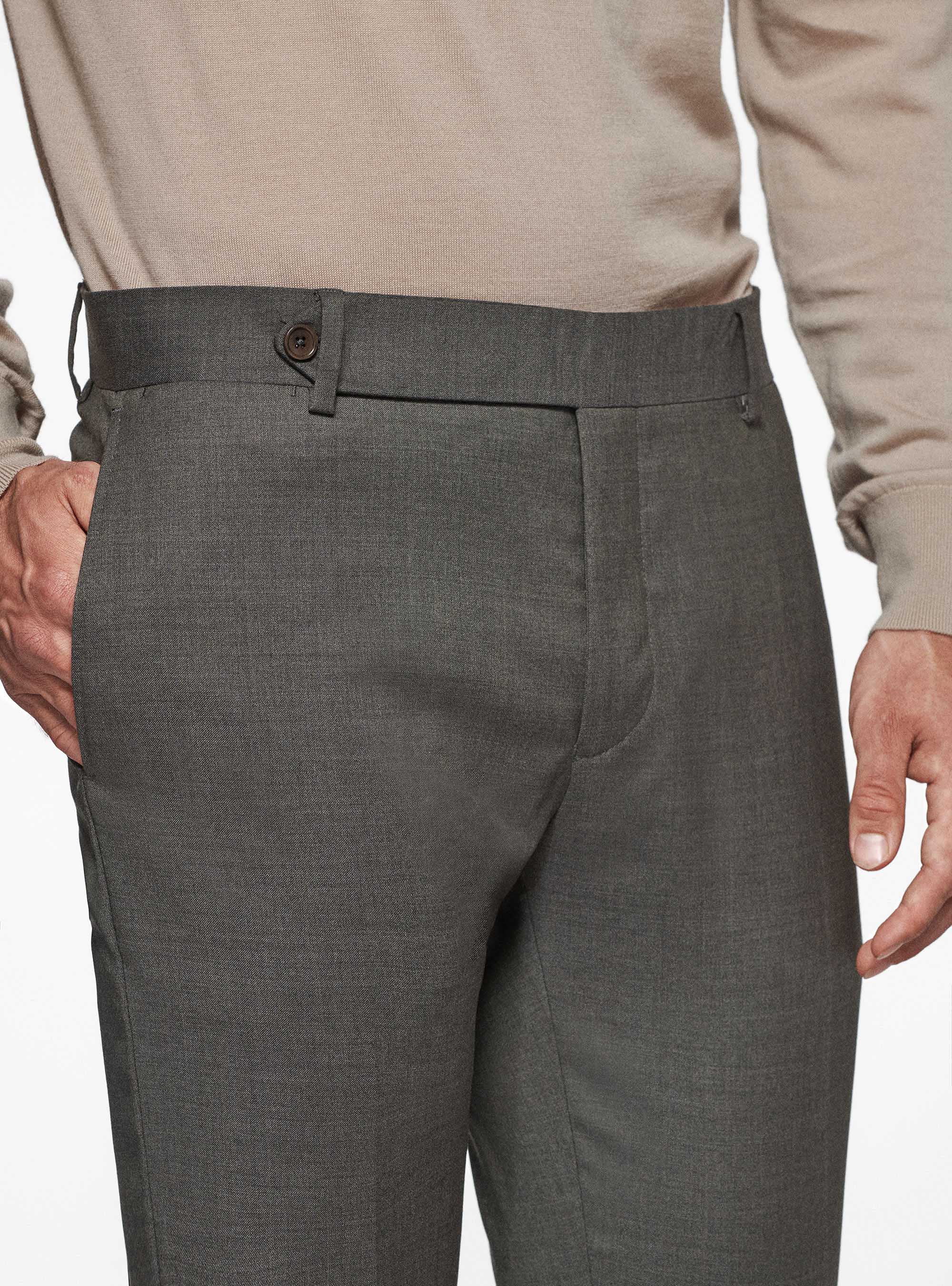 Pantaloni per abito in pura lana superfine 110's Reda, VERDE