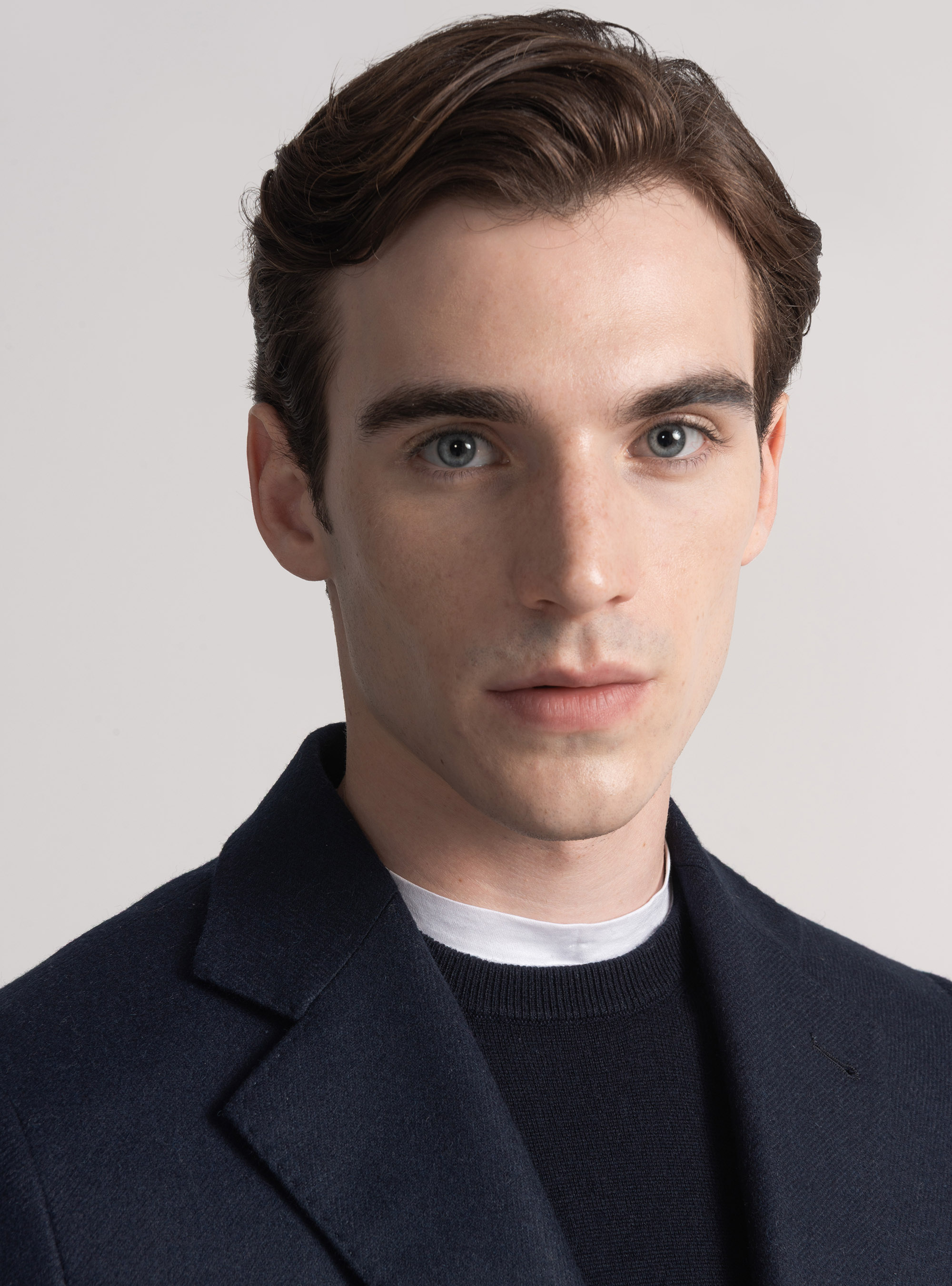 Americana de franela en mezcla de lana, AZUL MARINO