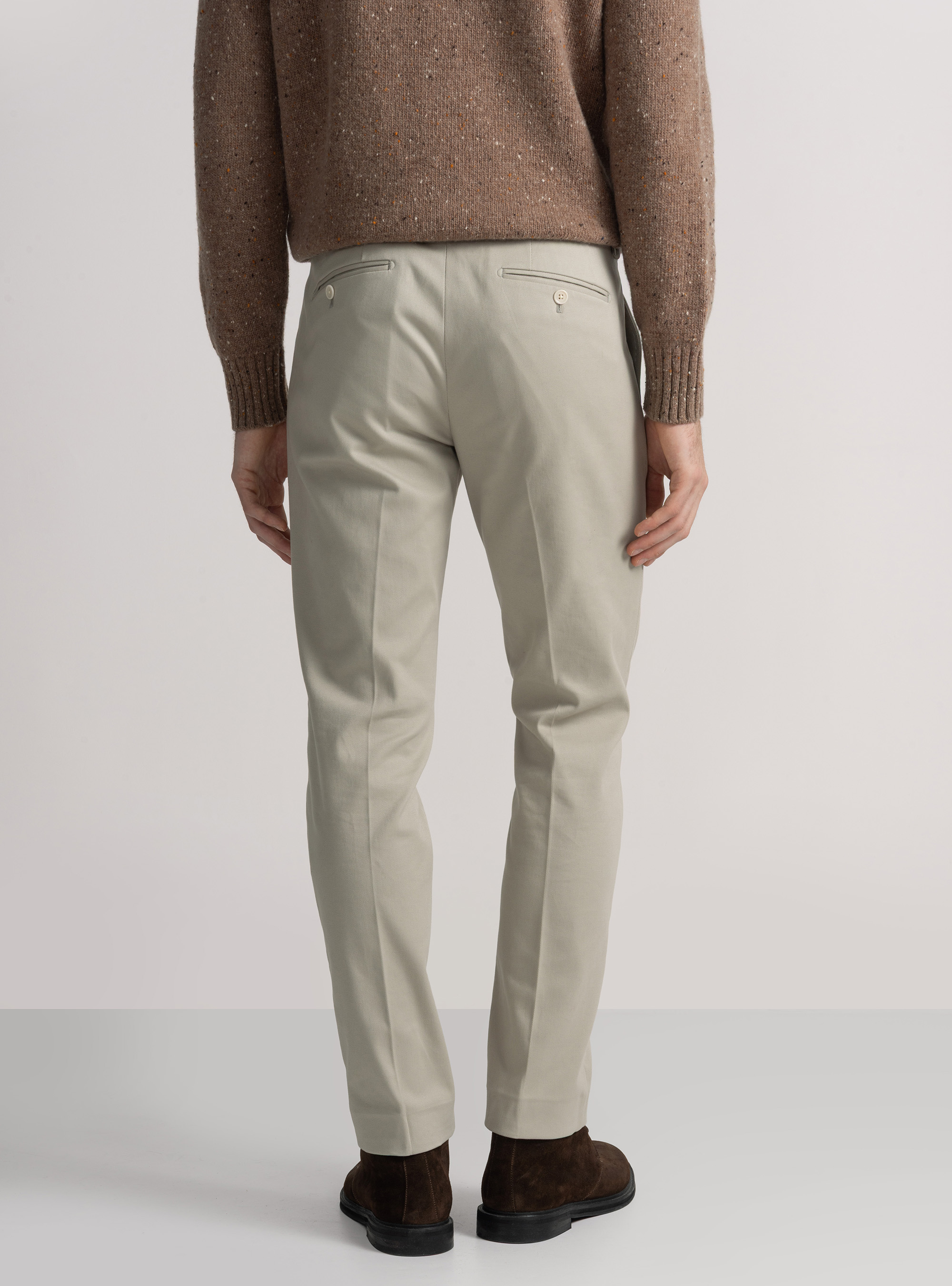 Pantaloni in cotone smerigliato, ECRU