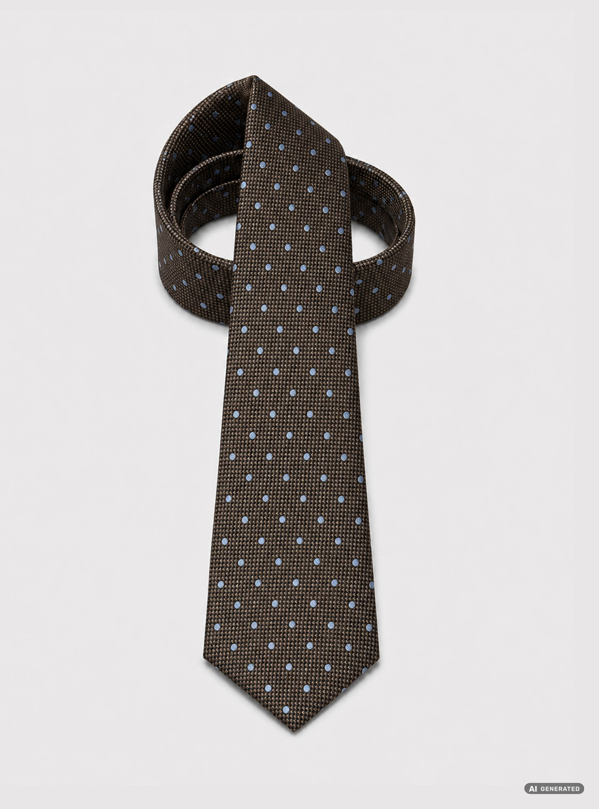 Cravatta in seta jacquard a pois, MARRONE