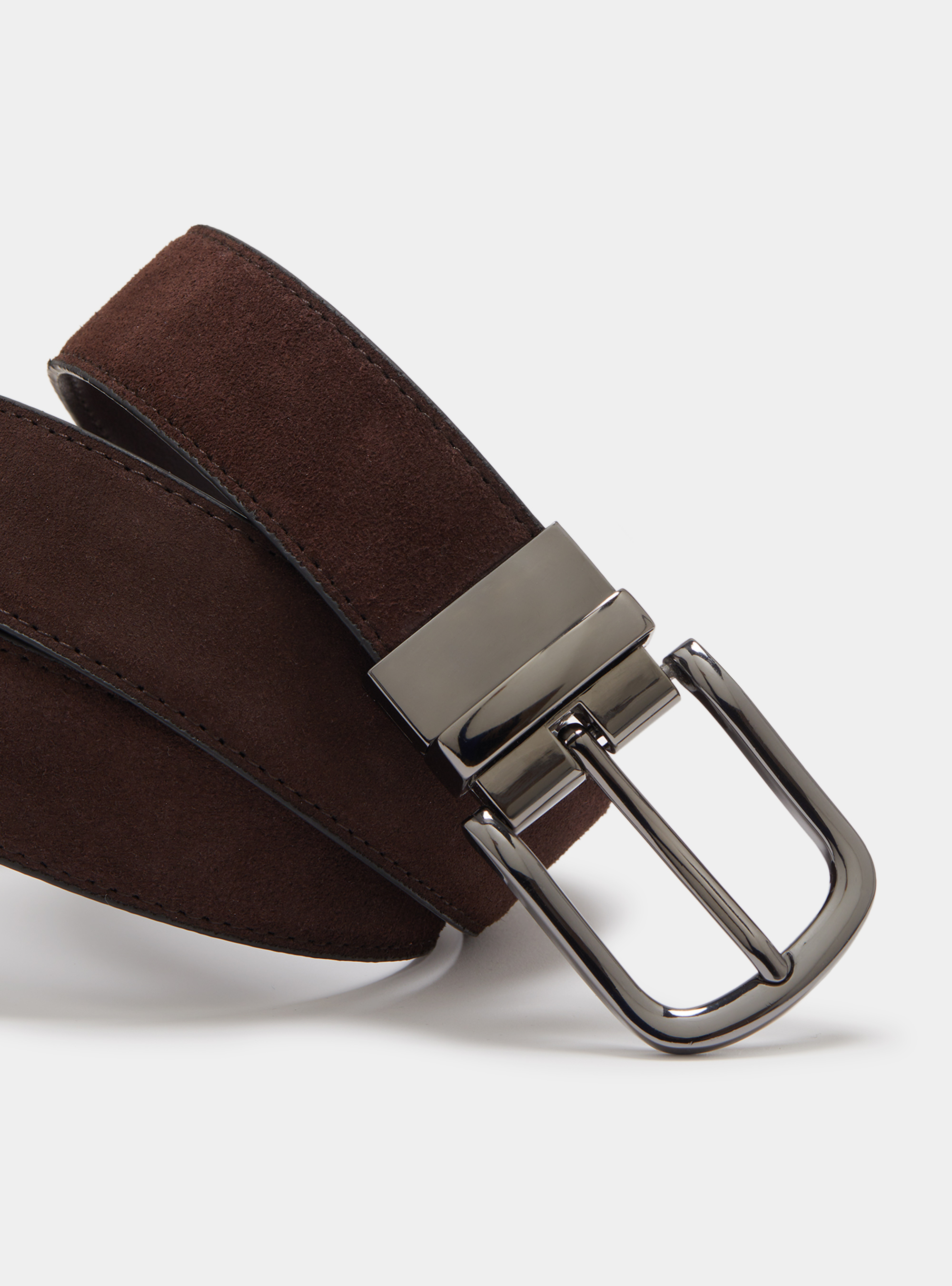 Ceinture réversible en daim, MARRON