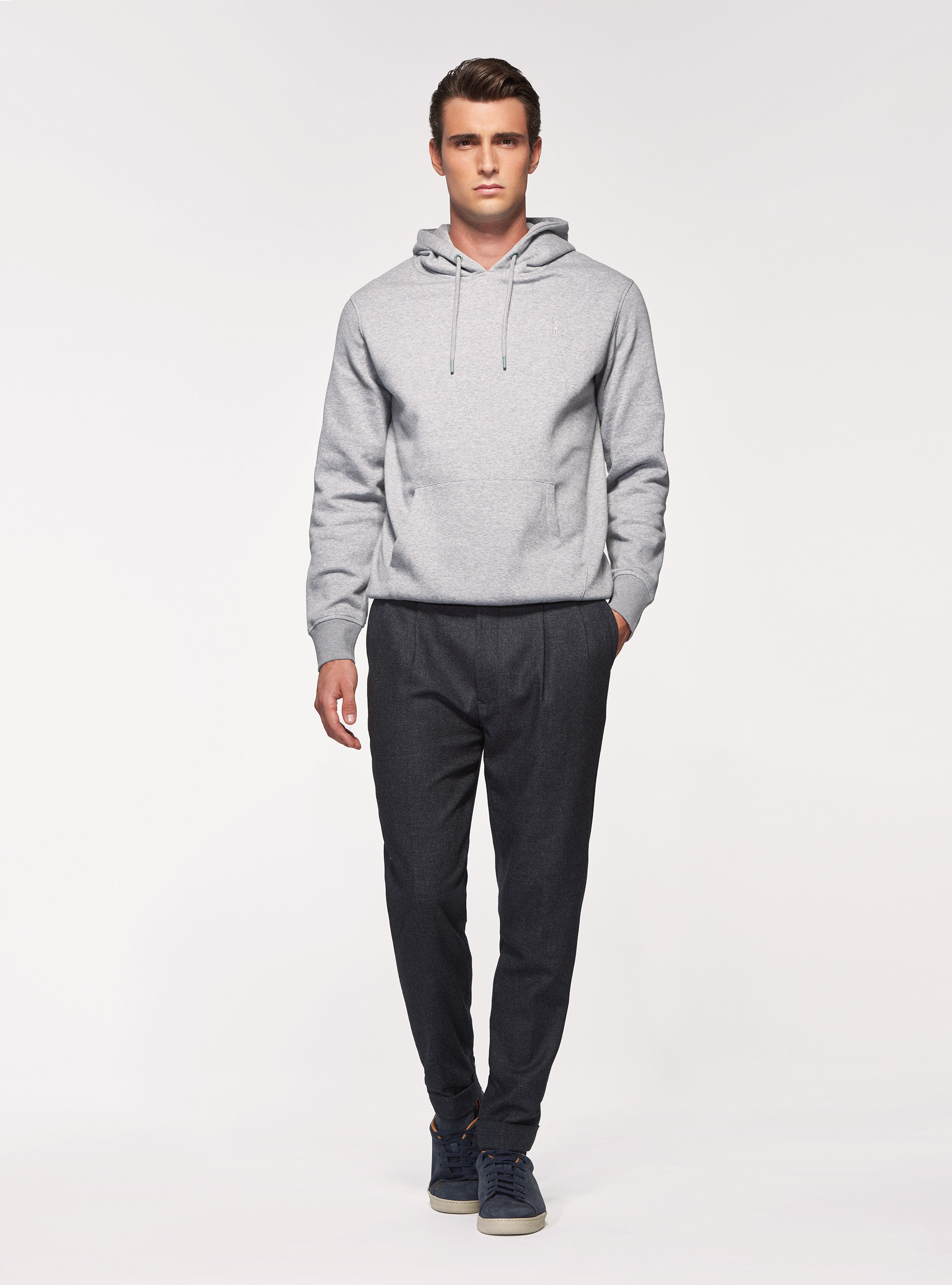 Felpa in misto cotone con cappuccio, GRIGIO CHIARO MELANGE