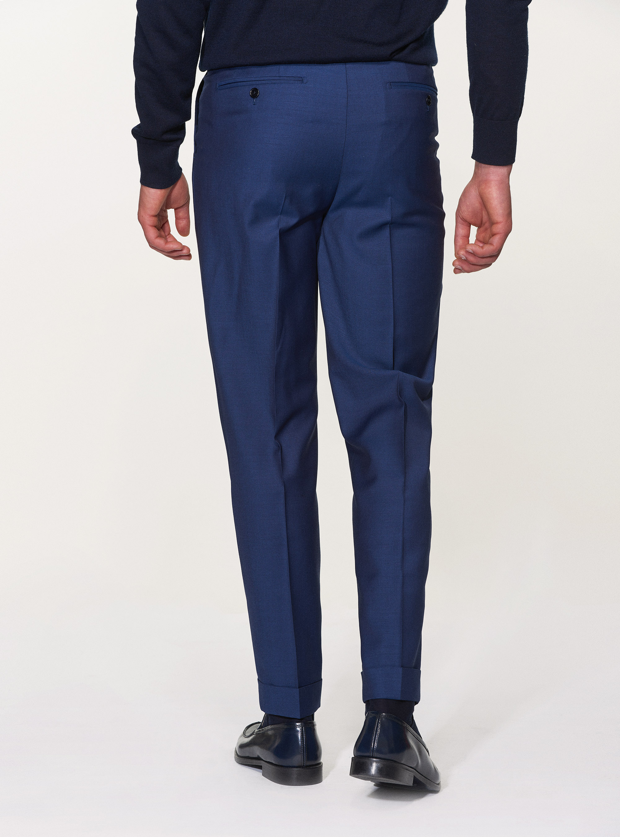 Pantaloni doppia pince in pura lana superfine 120's, BASALTO