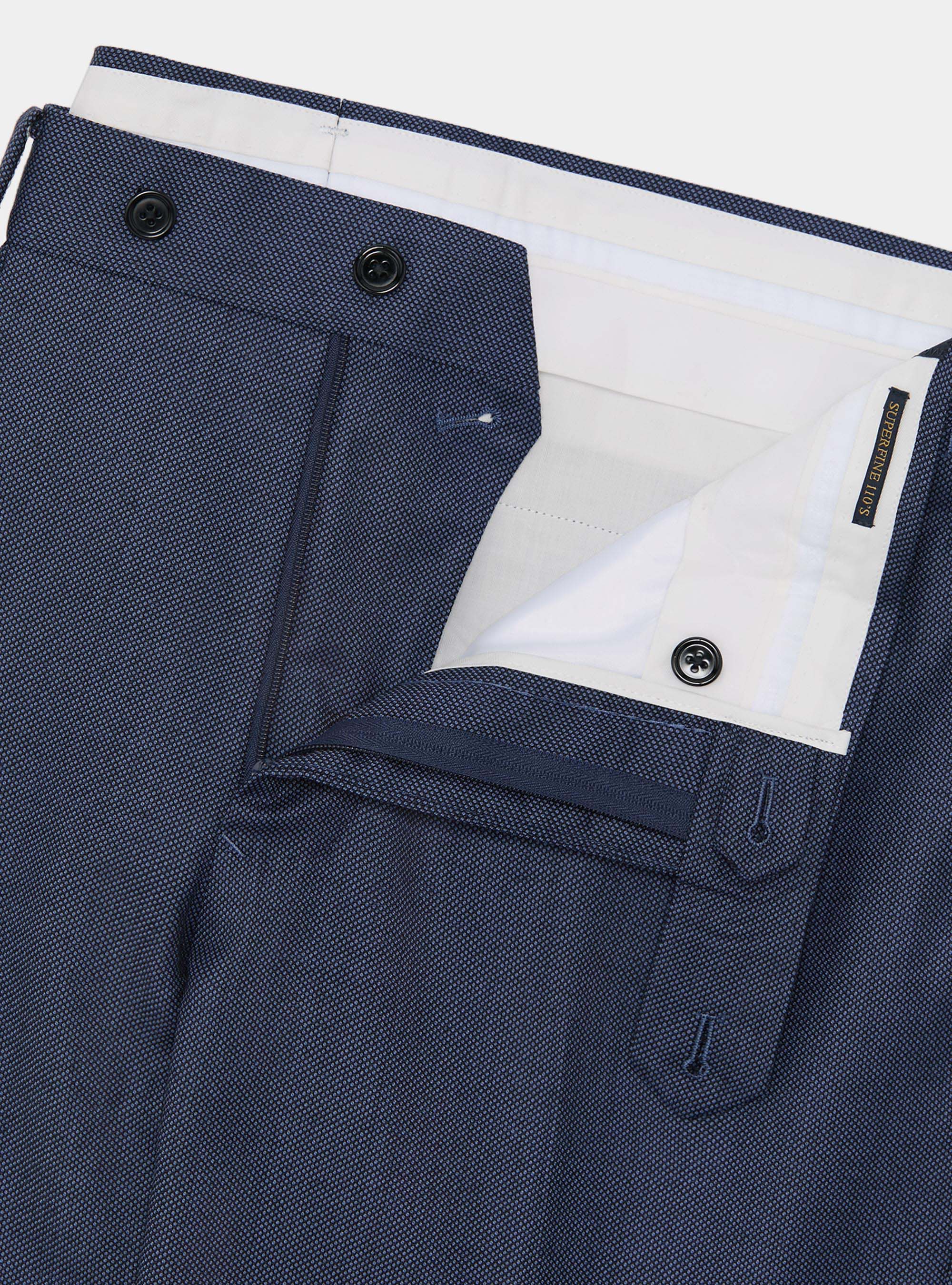 Pantaloni per abito in lana occhio di pernice Vitale Barberis Canonico, INCHIOSTRO